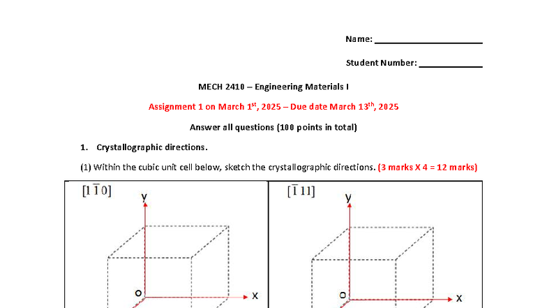 MECH 2410 Engineering Materials I Assignment 2 Solutions (2025) - Studocu