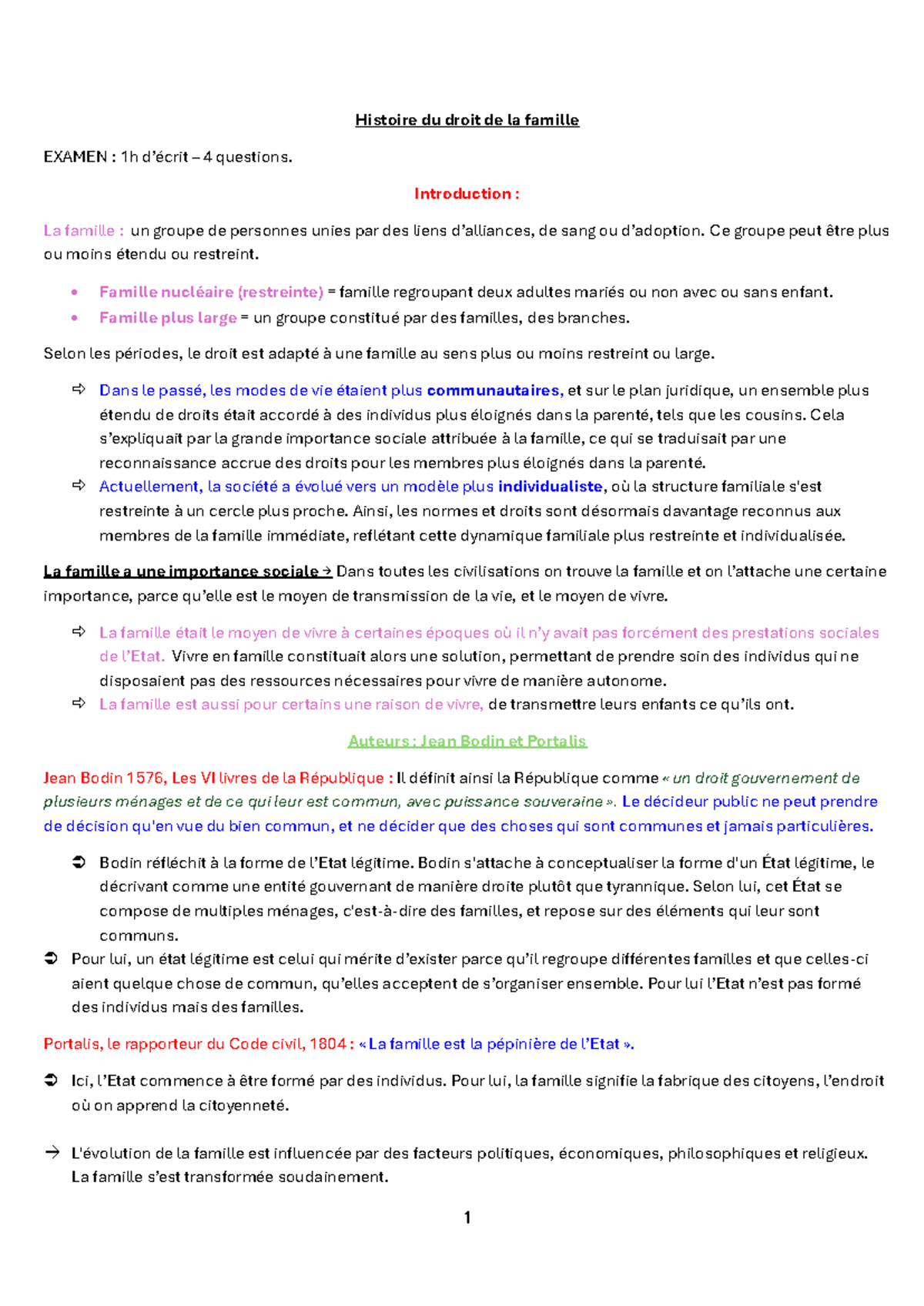 Histoire du Droit de la Famille - L1 S2 : Évolution et Impact Social - Document Preview