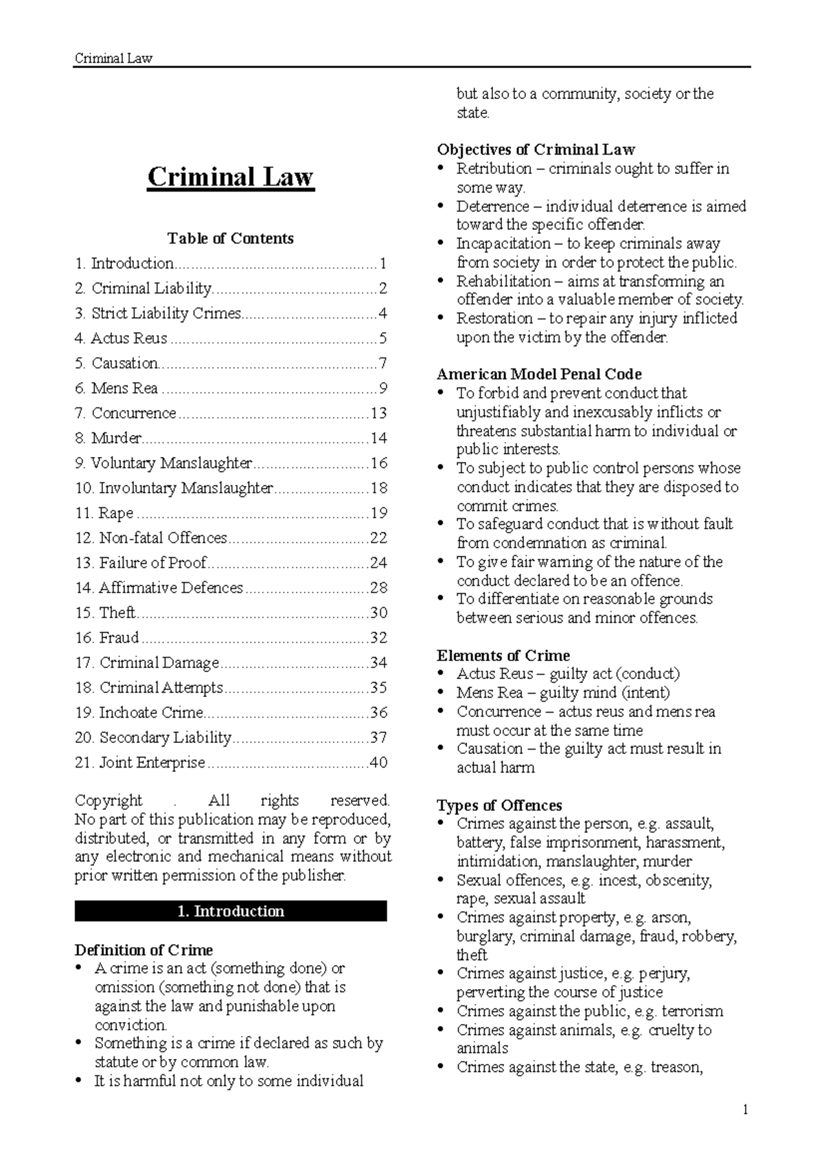 Criminal Law (CL101) - Comprehensive Study Notes and Key Concepts - Studocu