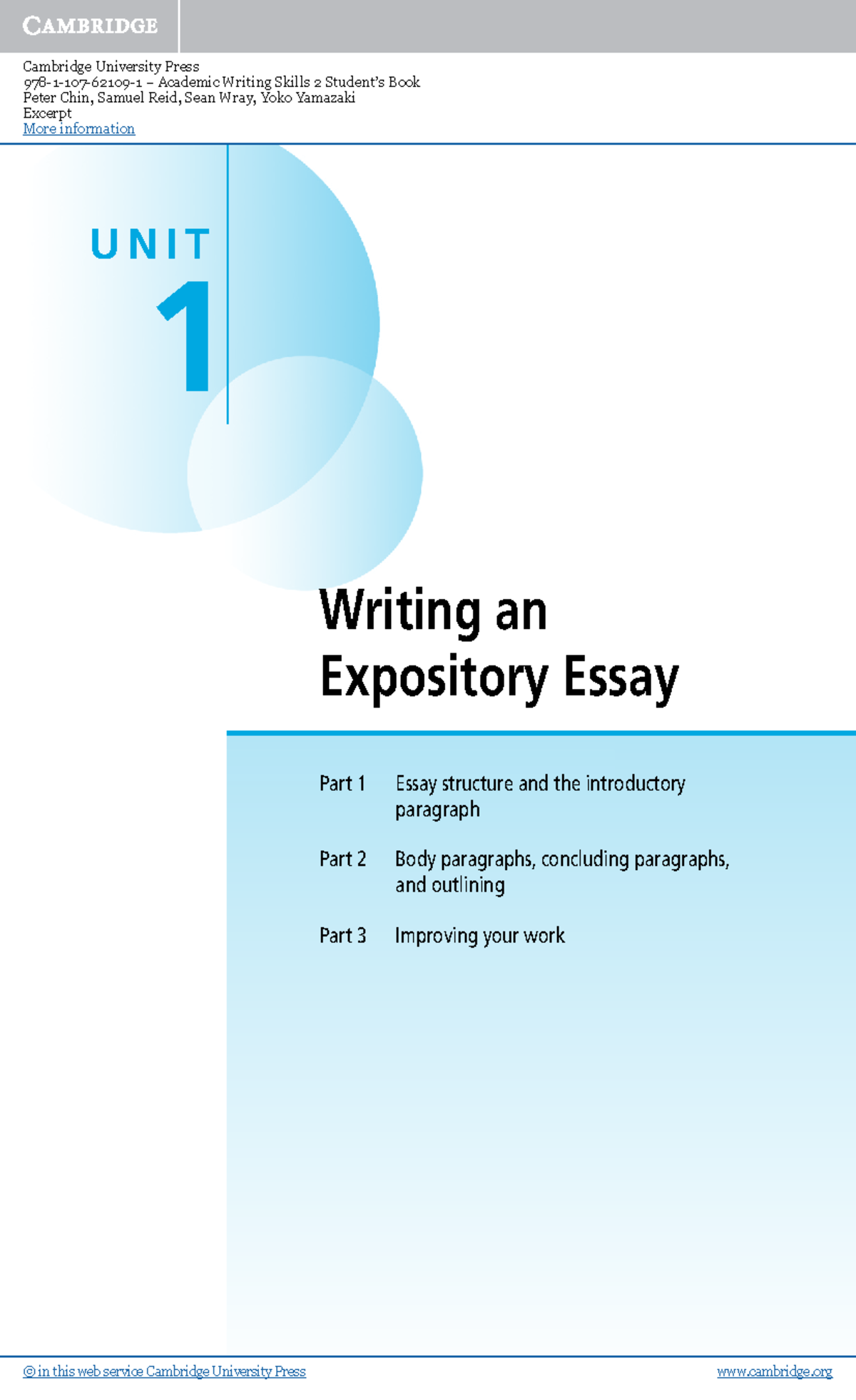 Academic Writing Skills 2: Expository Essay Notes and Structure - Studocu