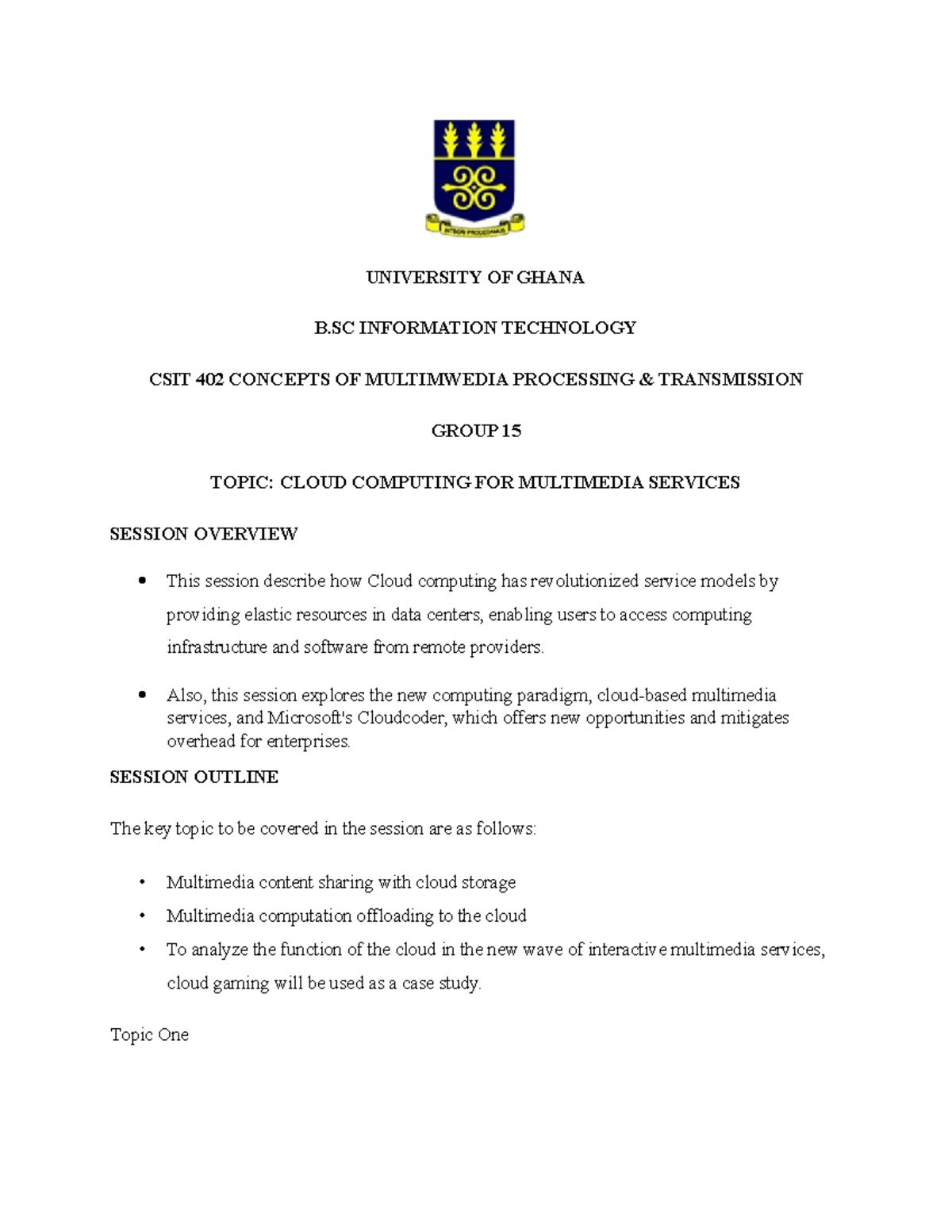 Cloud Computing for Multimedia Services - CSIT 402 Group Project - Studocu