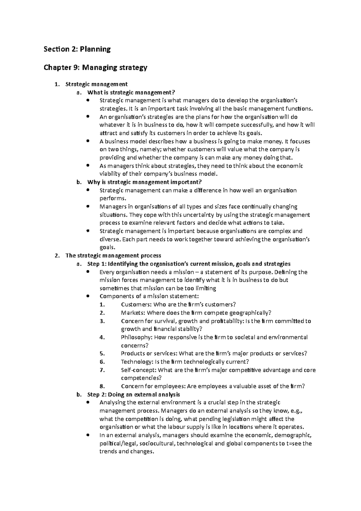 Managing Strategy: Insights and Tools for Effective Planning - Studocu
