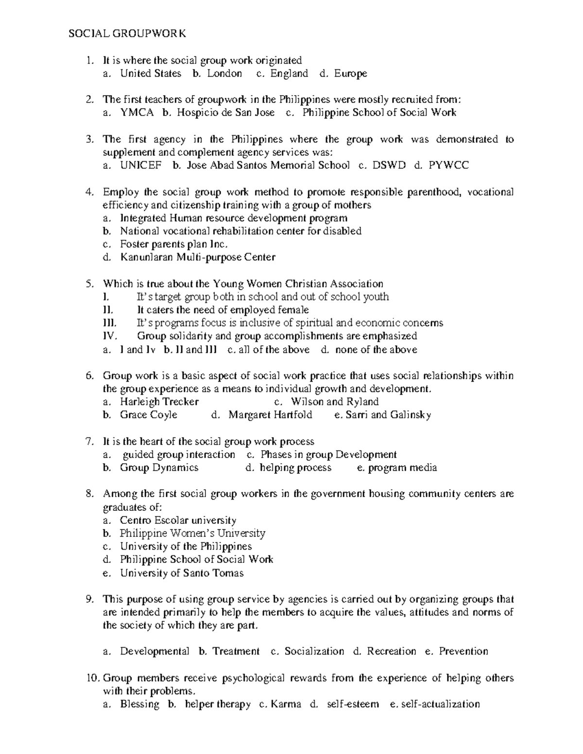 SW 101: Foundations of Social Work Casework Methods and Concepts - Studocu