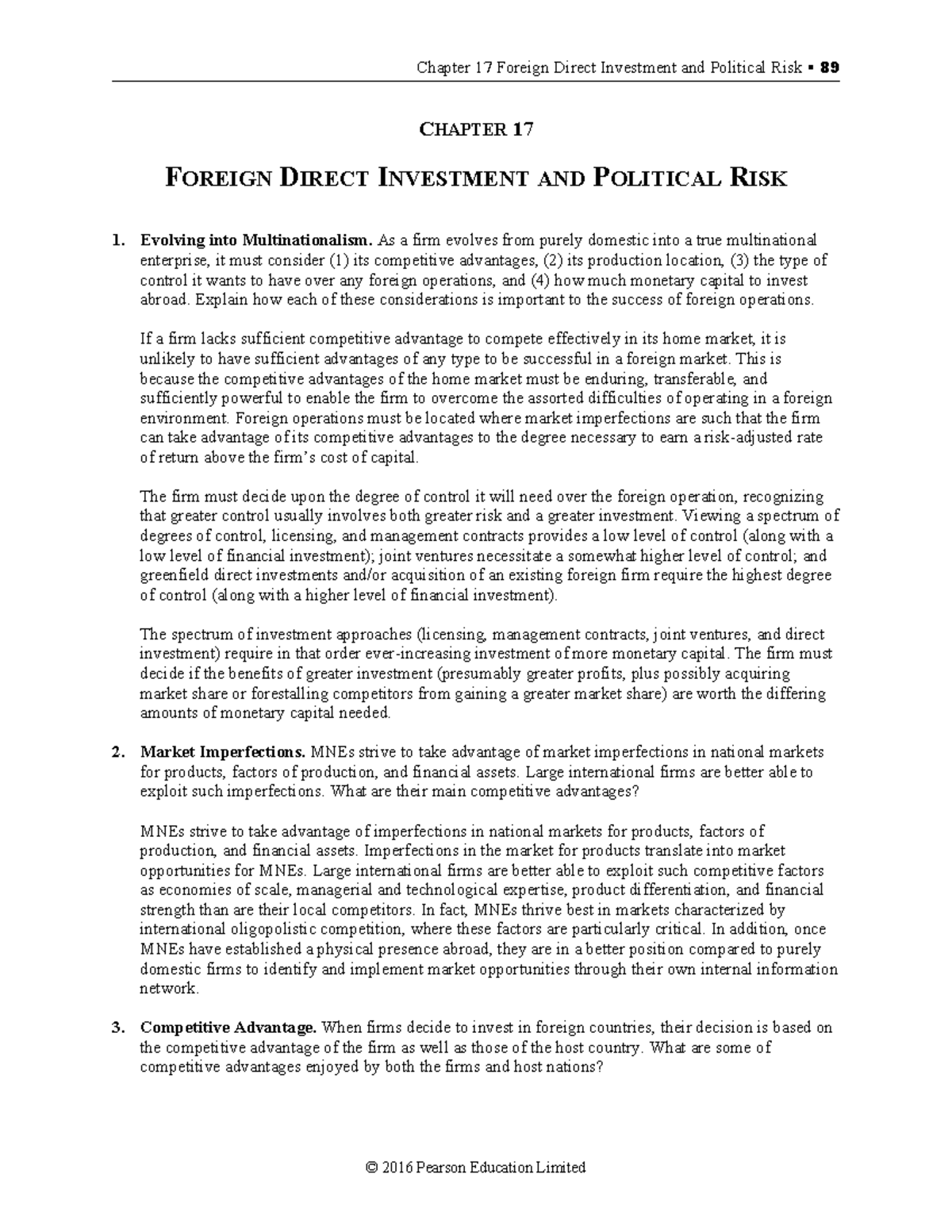 Chapter 17 FDI & Political Risk: Key Concepts & Analysis for MBF14e ...