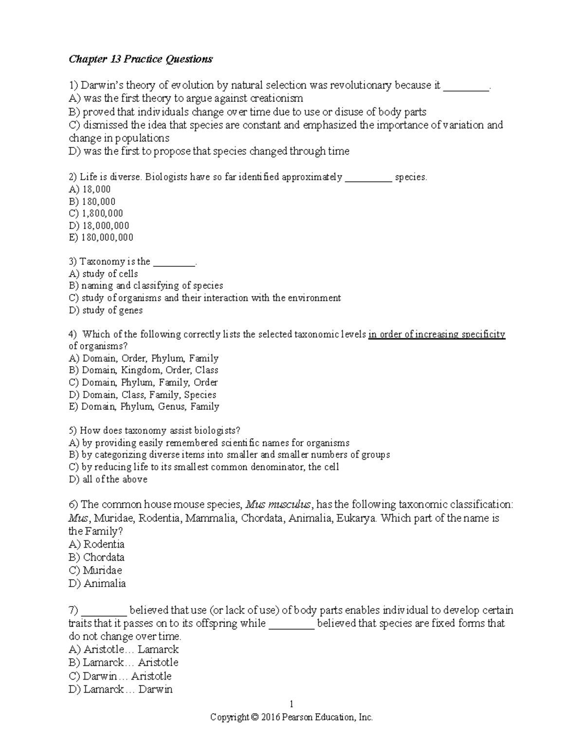 Bio 101 Chpt 13 Practice Test Questions & Answers - Studocu