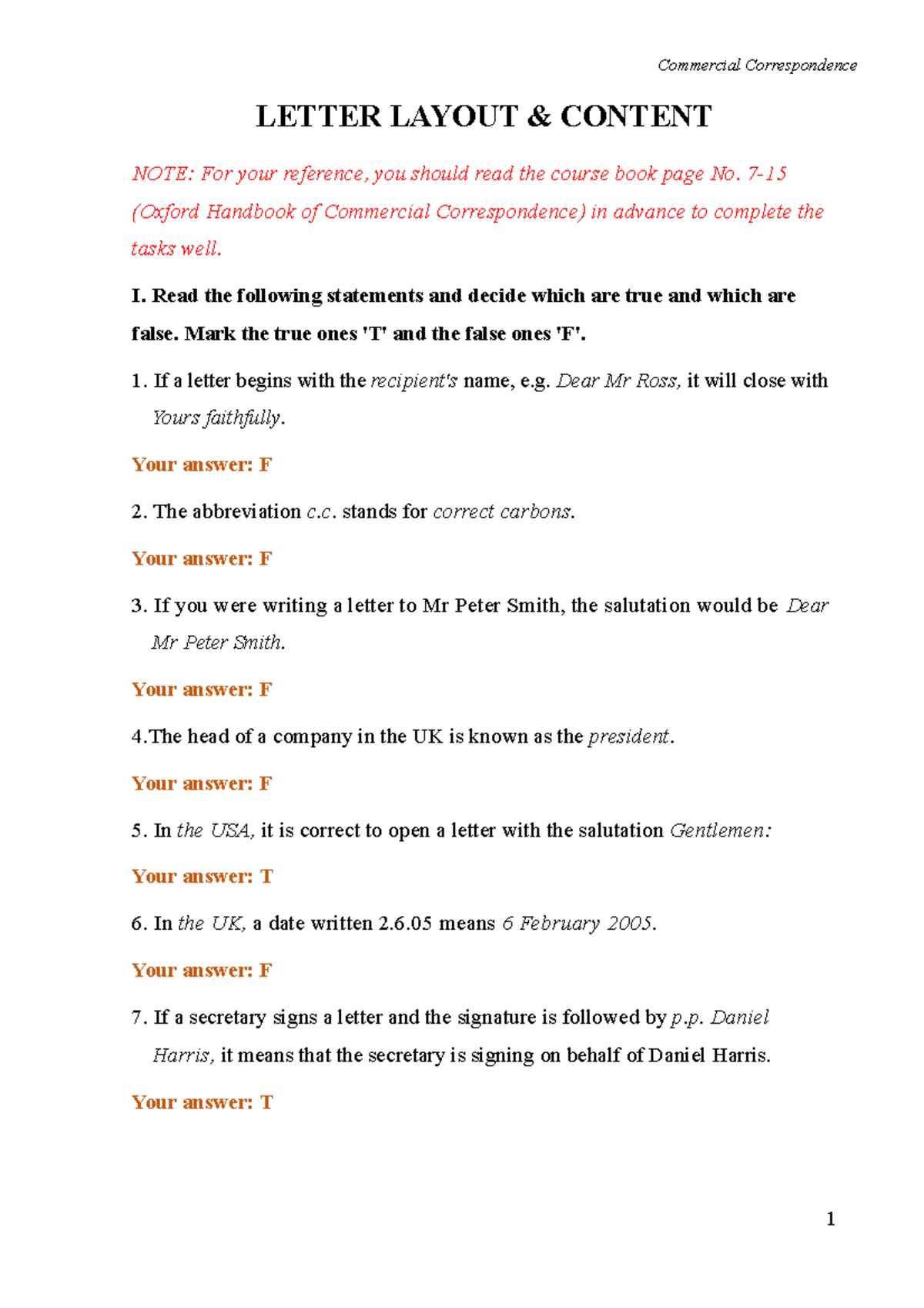 SS2 Business Correspondence Layout & Content Guide - Studocu