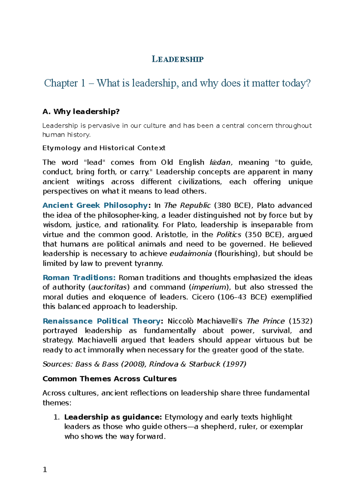 LEADERSHIP Chapter 1: Understanding the Essence and Importance of ...