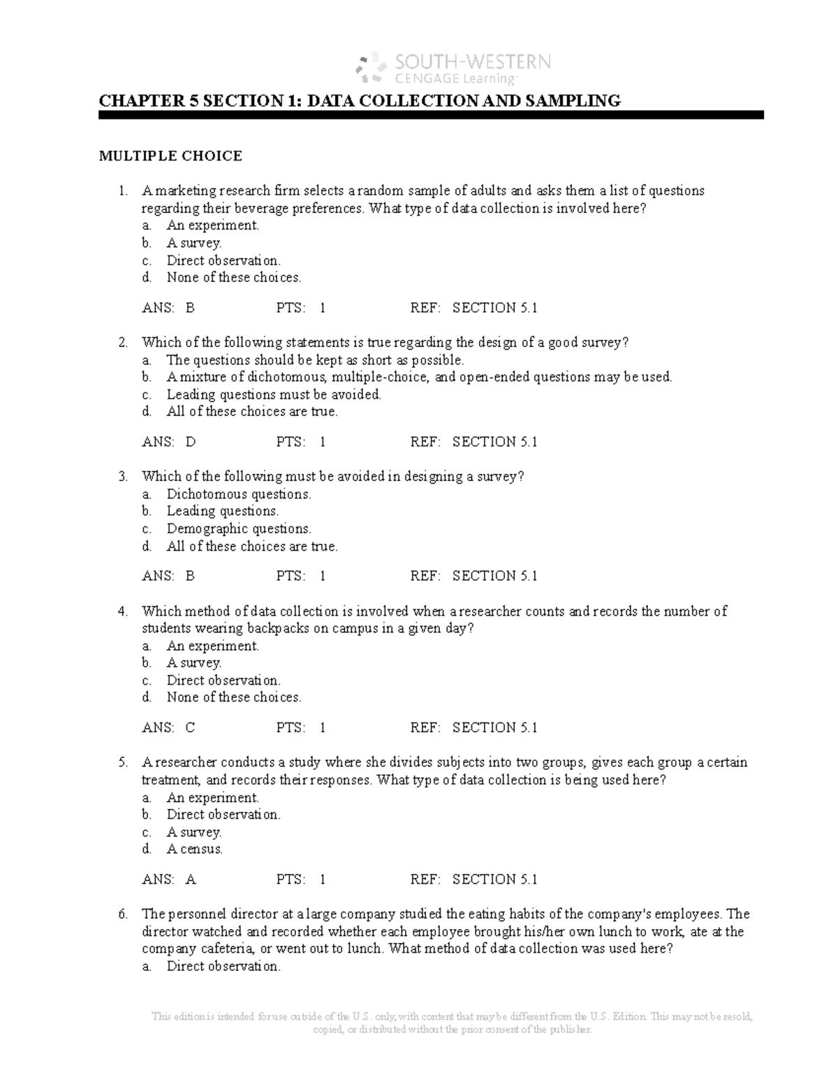 MGMT1050 - Test Bank Chapter 5 Section 1 - 2020 - CHAPTER 5 SECTION 1 ...