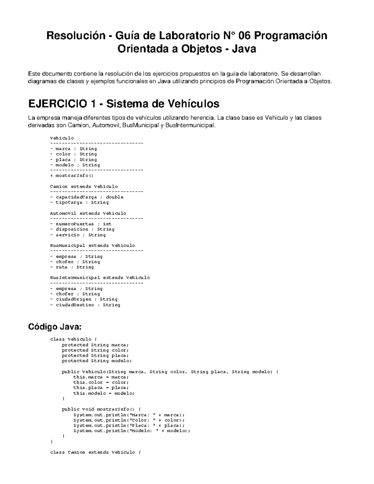 Resolución de Ejercicios - Guía de Laboratorio 06 - Java - Studocu