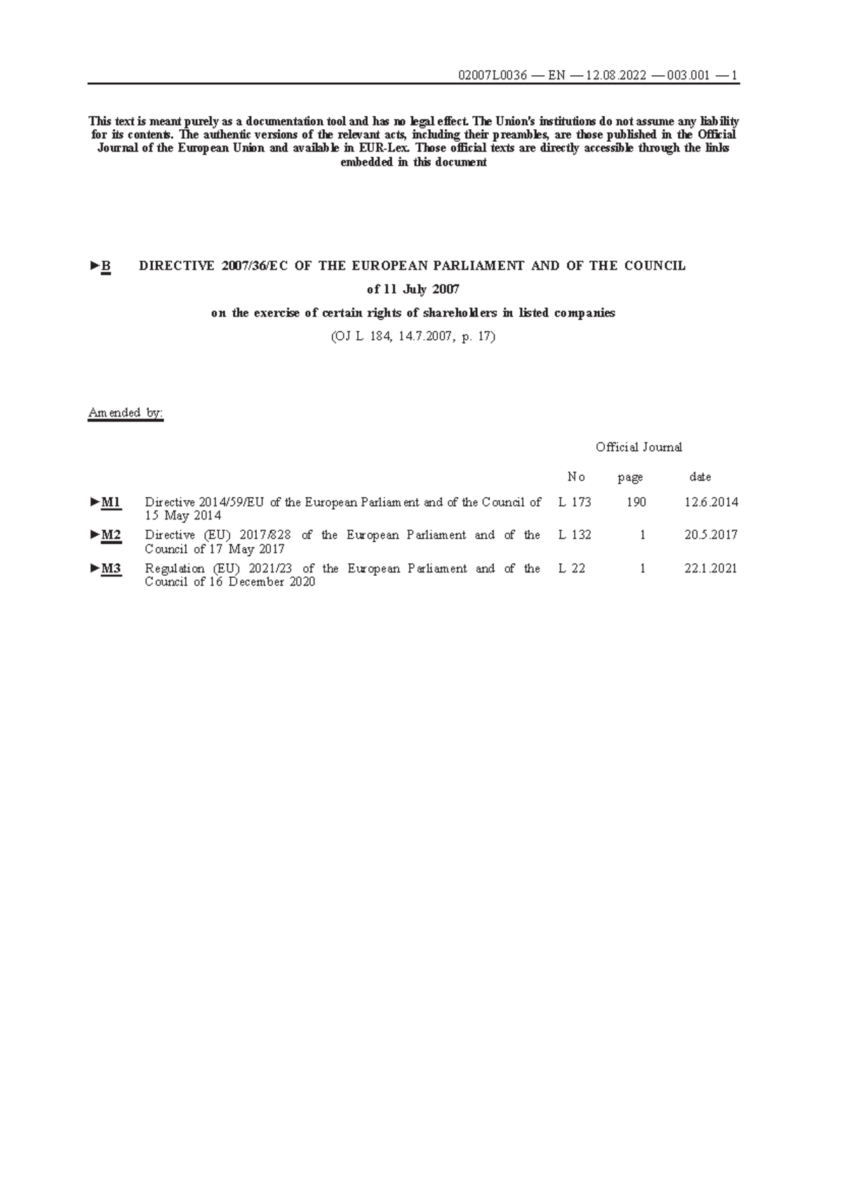 Shareholder Rights Directive: Overview and Key Provisions (2007/36/EC ...