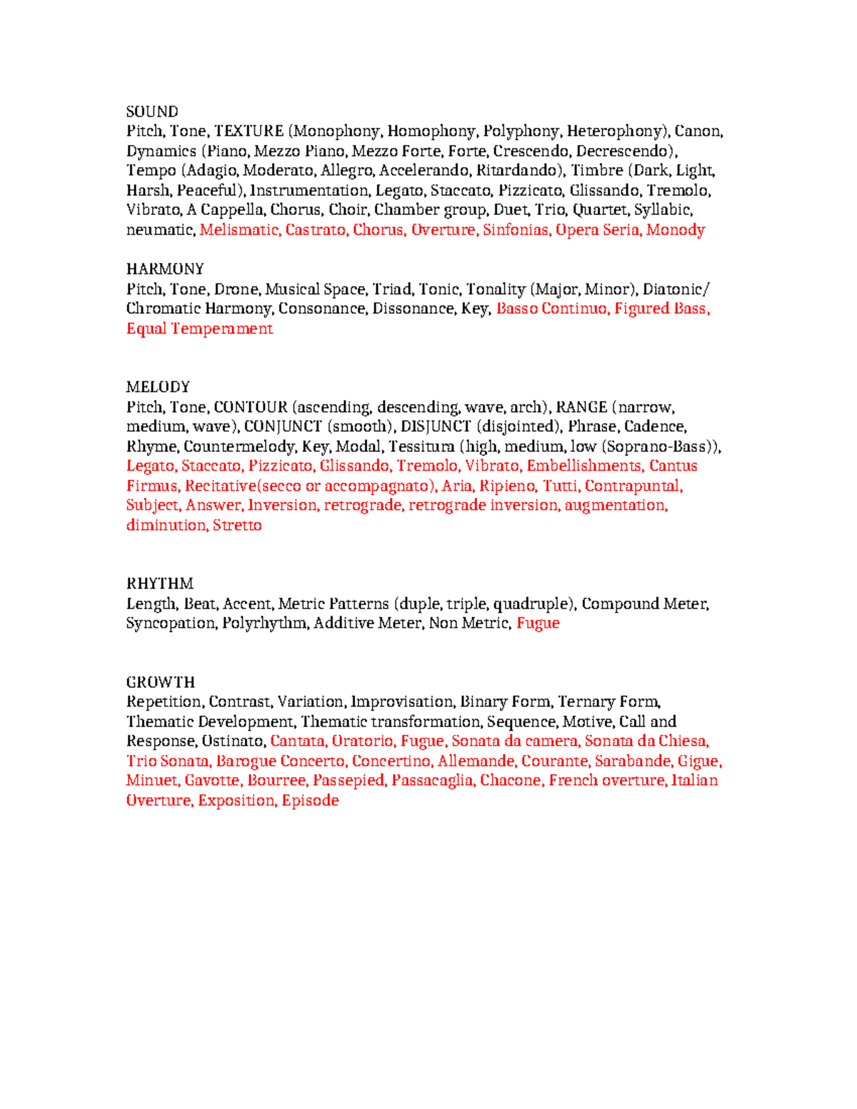 SOUND 101: Comprehensive Music Terms Cheat Sheet - Studocu