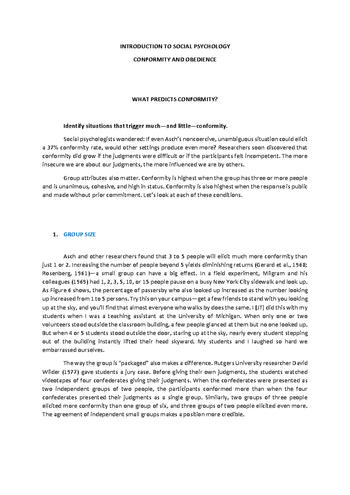 Psychology 101: Conformity & Obedience - Predictors and Insights - Studocu