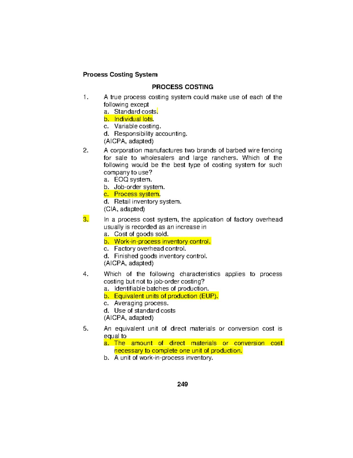 Process Costing Review: Key Concepts and Exam Insights (ACCT 301) - Studocu