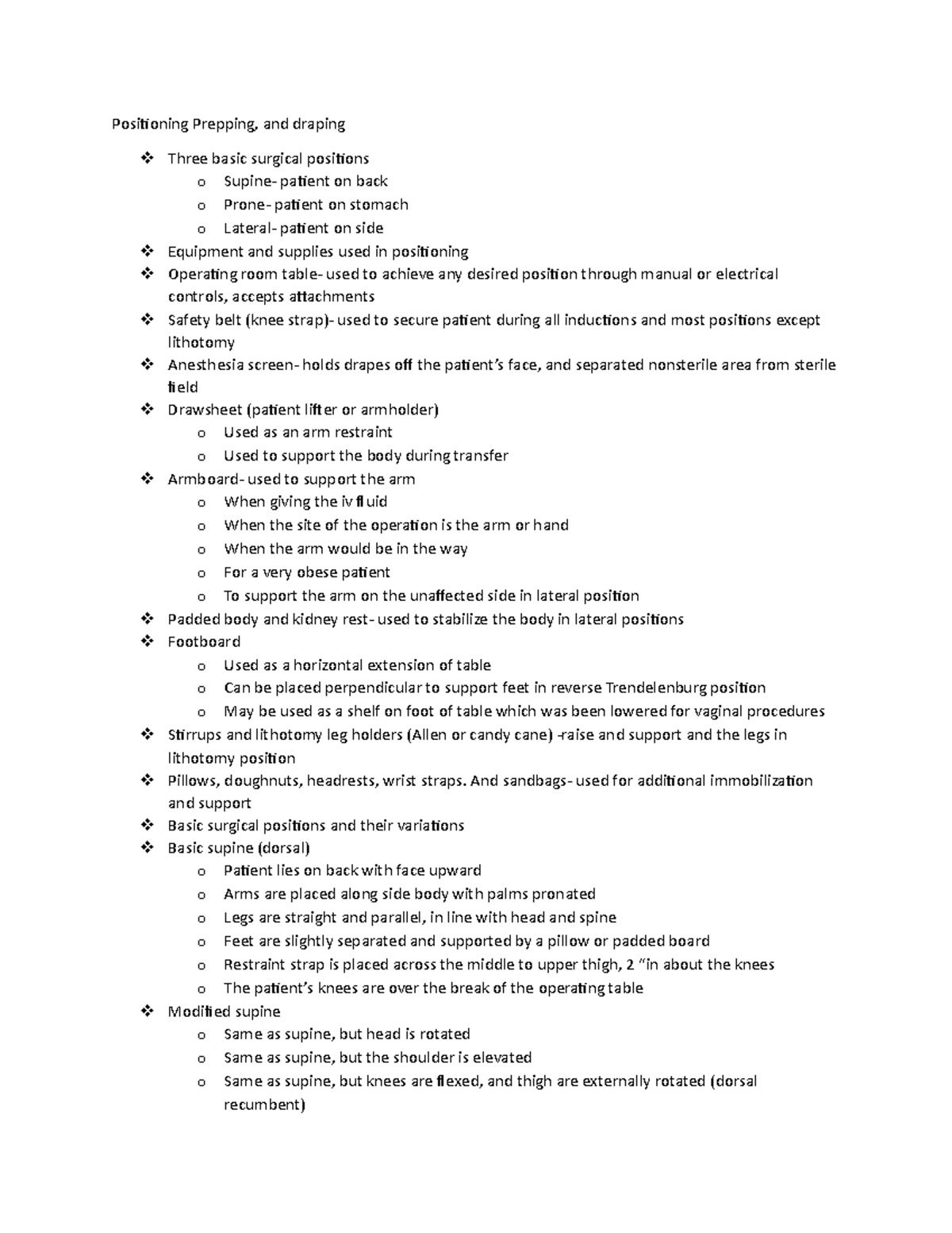 Surgical Positioning and Prepping Guidelines for Operating Room Use ...