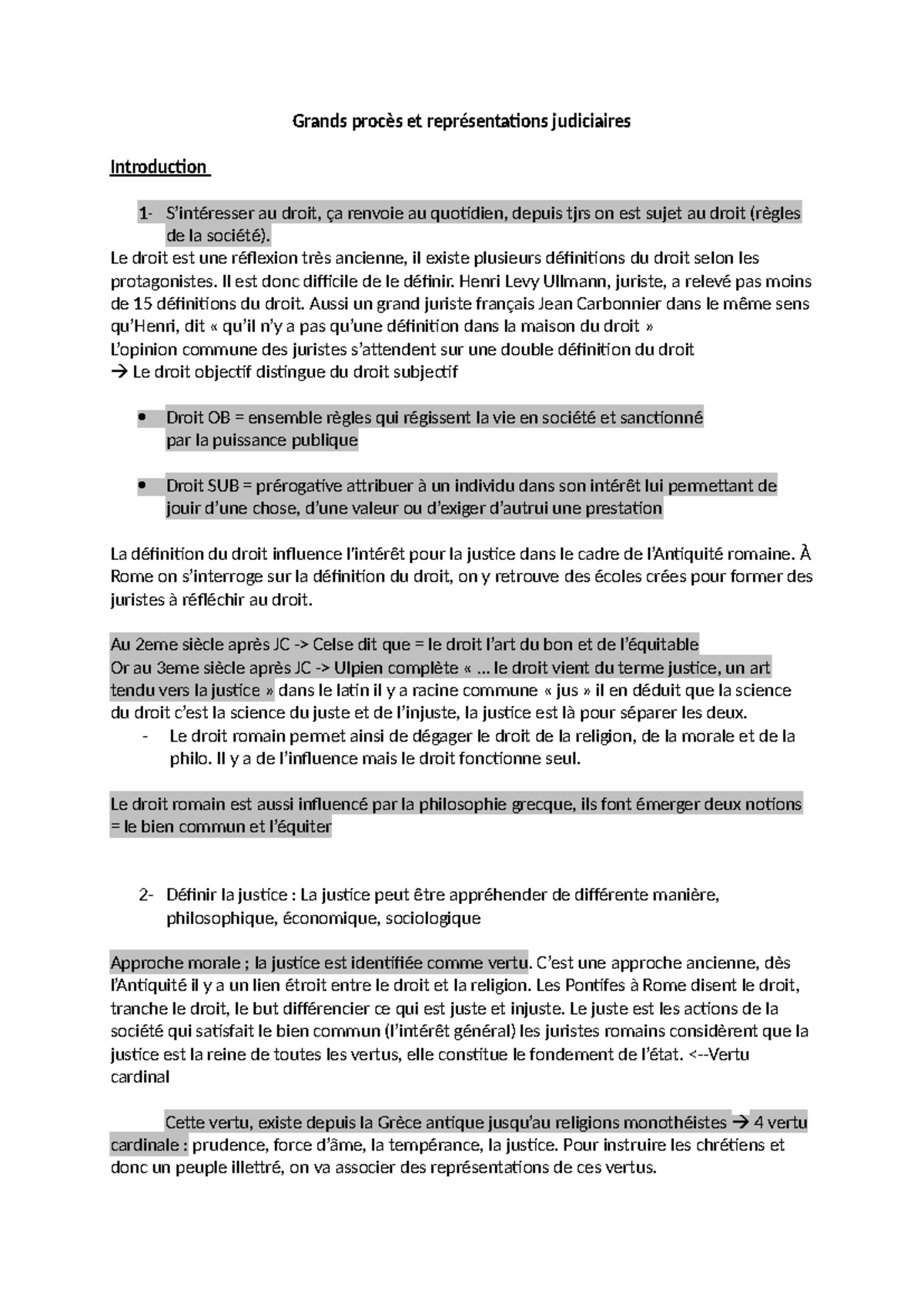 Introduction au Droit: Grands Procès et Représentations Judiciaires ...