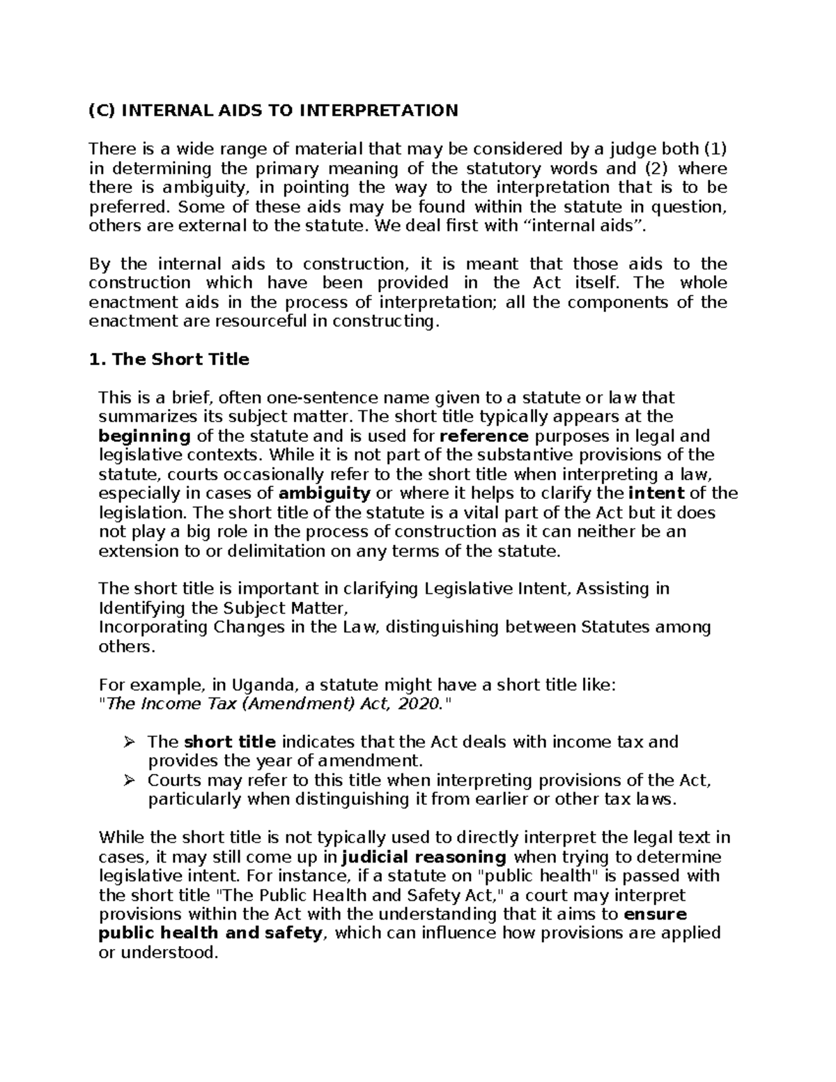 (C) Aids to Statutory Interpretation: Internal and External Methods ...