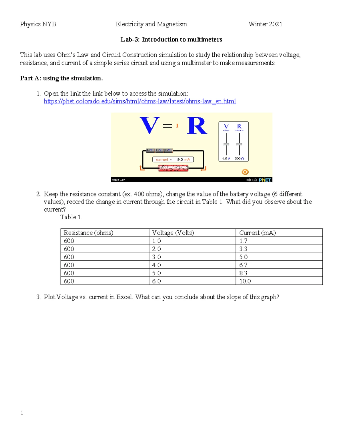 Experiment 2: Combinations of Resistors Lab Report Analysis - Studocu