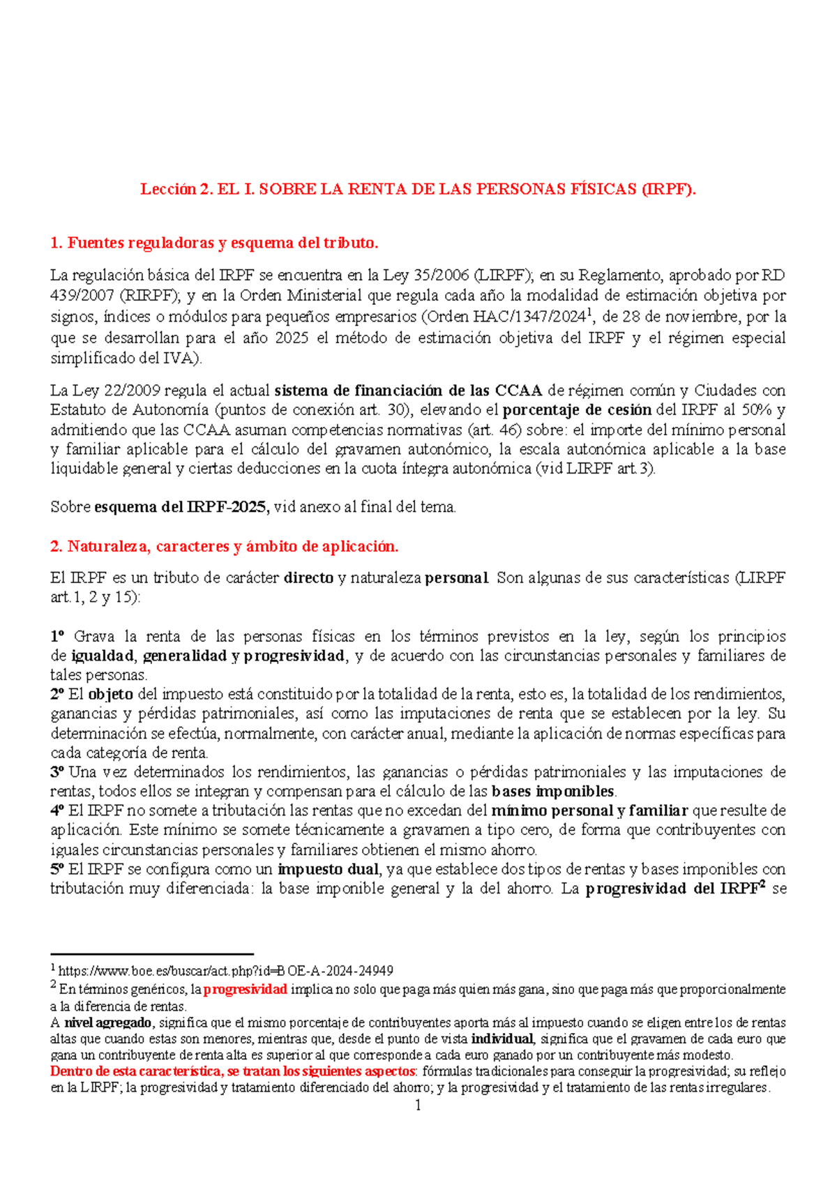 Lección 2: IRPF 2025 - Fuentes y Esquema del Impuesto sobre la Renta ...