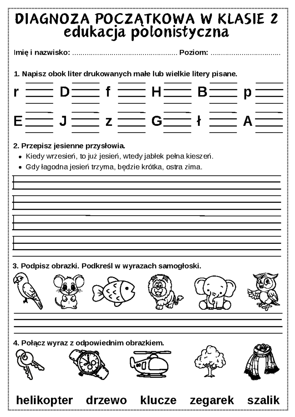 Diagnoza Pocz tkowa W Klasie 2 Edukacja Polonistyczna Studocu