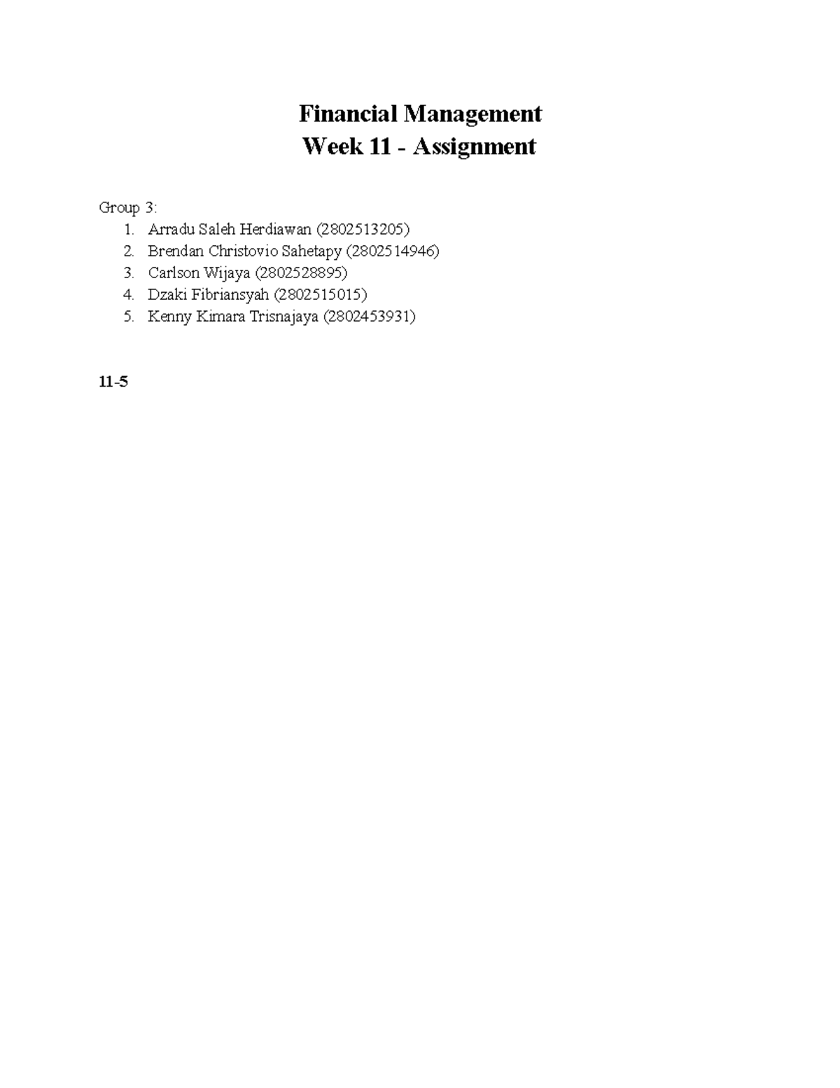 Financial Management - Week 11 Assignment: Depreciation & FCF Analysis ...