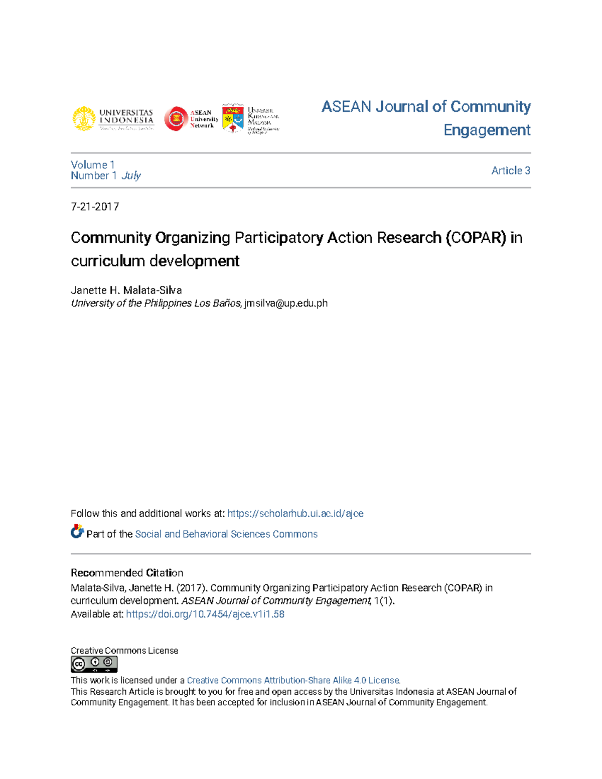 **COPAR in Curriculum Development: Engaging Communities & Education ...