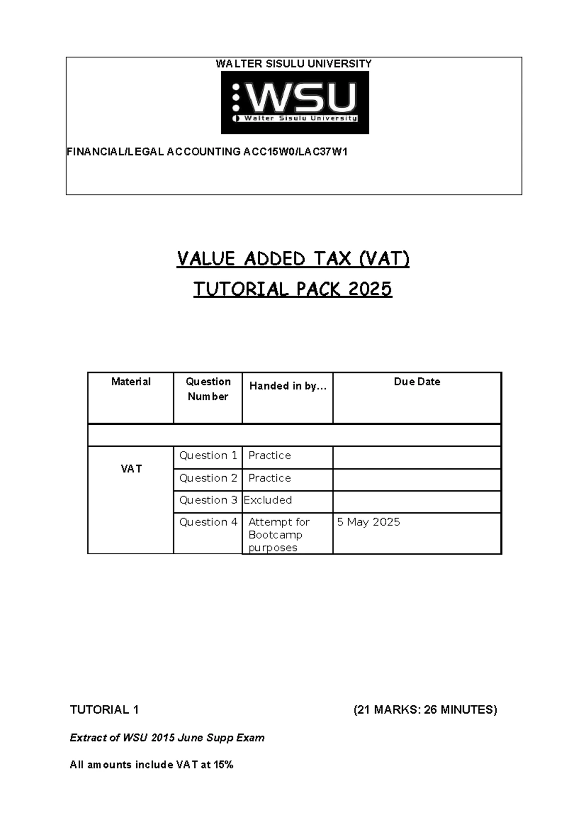 Suggested Solution for Tut Pack Week 7 - Risk Assessment and Controls ...