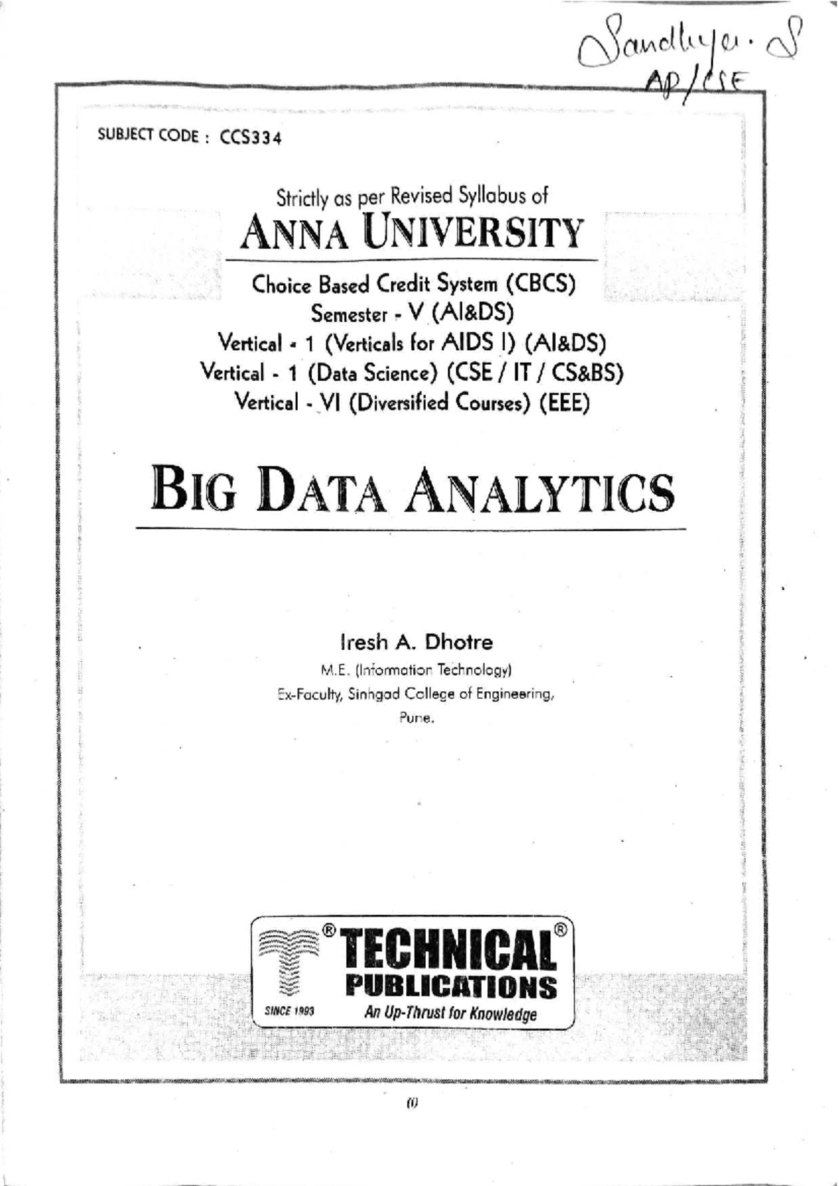 Big Data Analytics (CCS334) - Comprehensive Study Notes and Syllabus ...