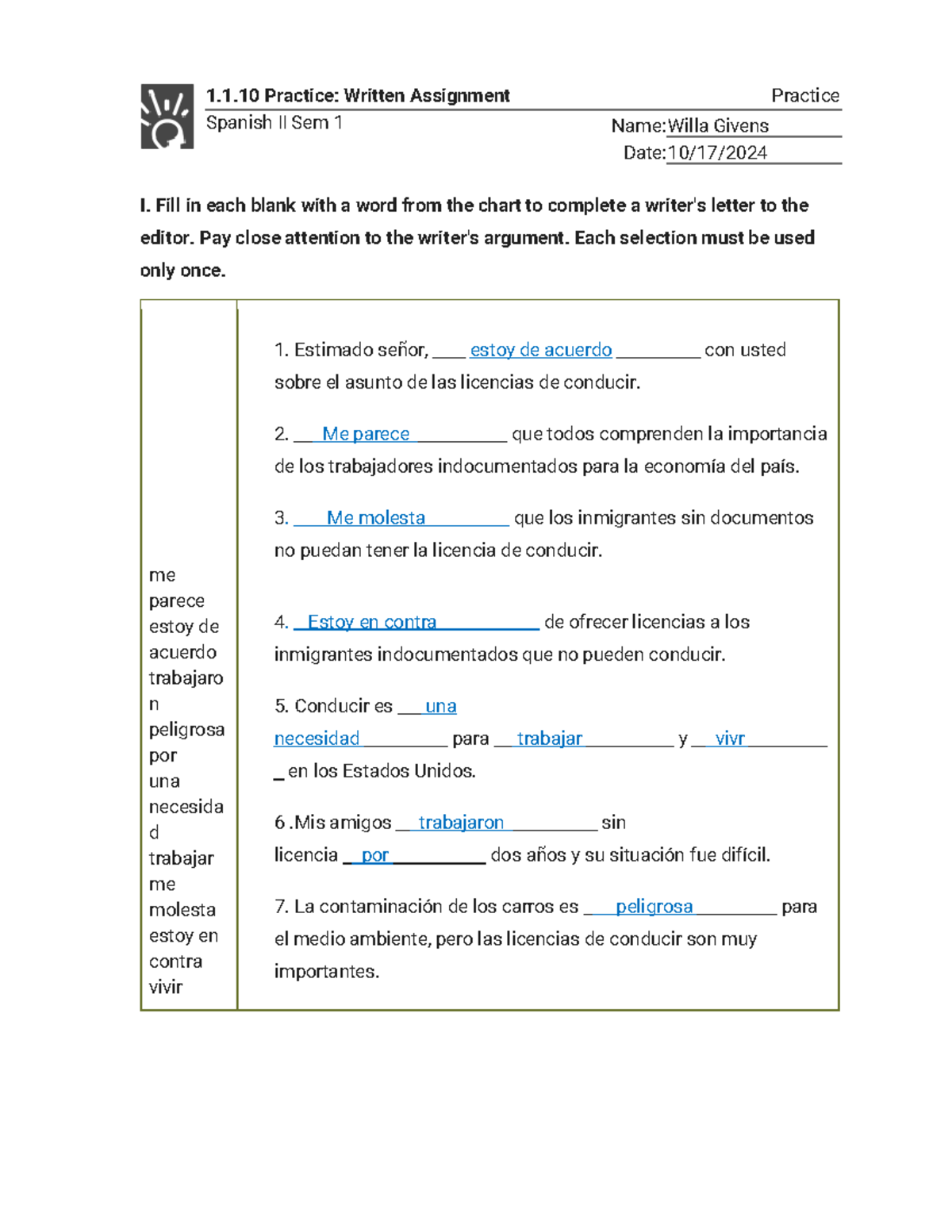 1.1.10 Practice - Written Assignment (Practice) - 1.1 Practice: Written ...