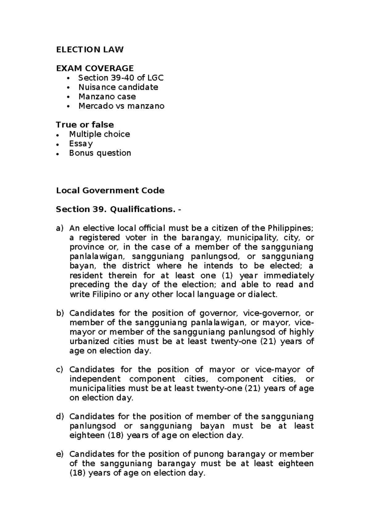 Election Law Review: Key Cases and Concepts for Exam Prep - Studocu