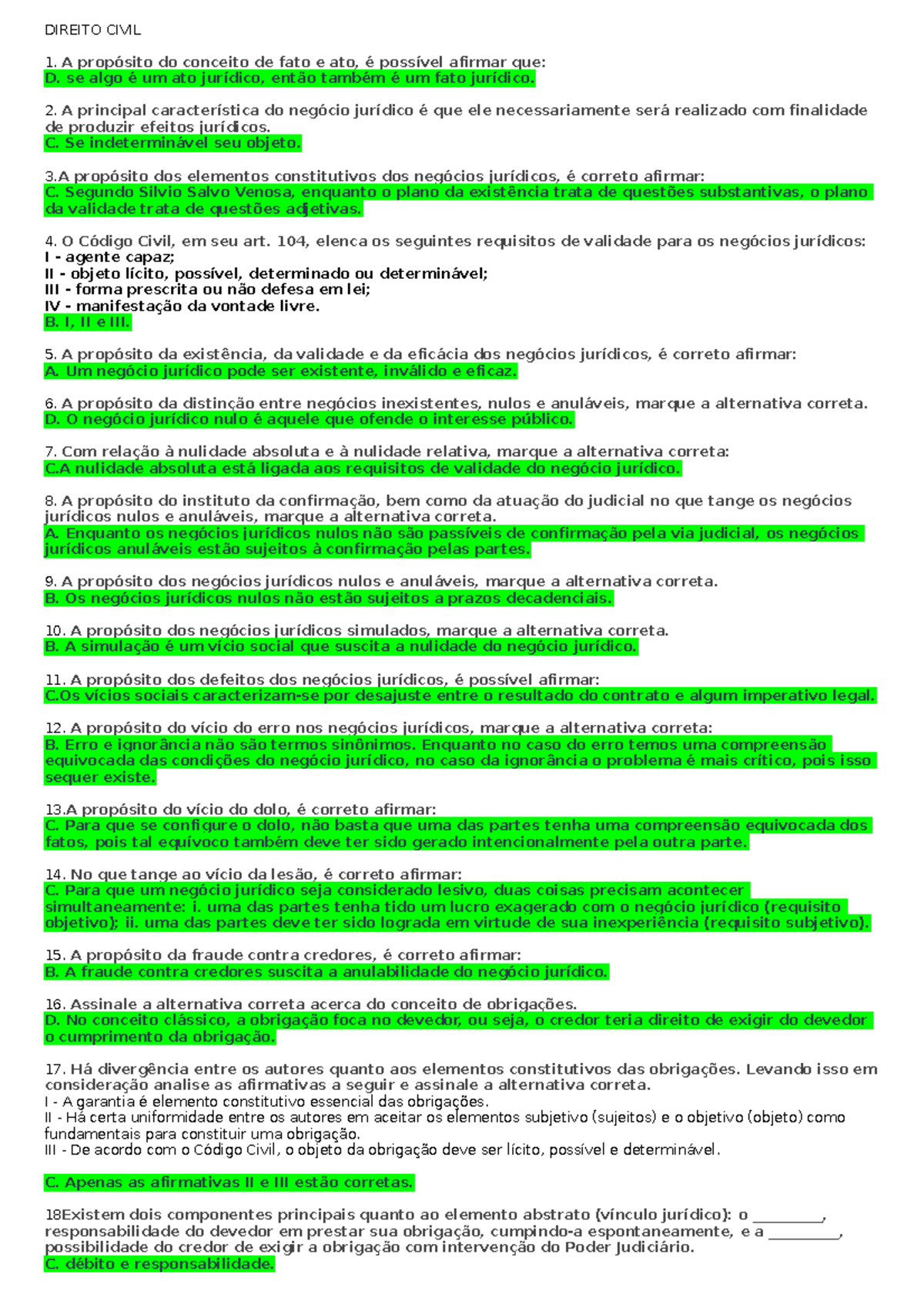 Direito Civil I: Resumo Simplificado de Conceitos e Requisitos - Studocu