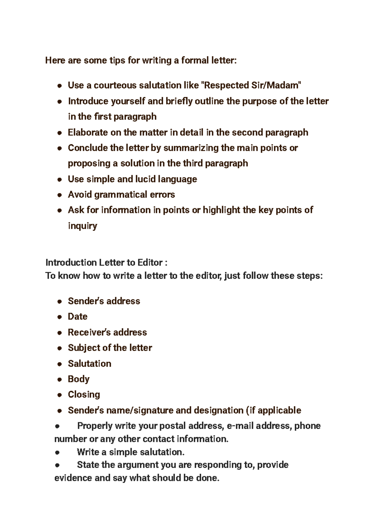 Formal Letter - Here are some tips for writing a formal letter: Use a ...