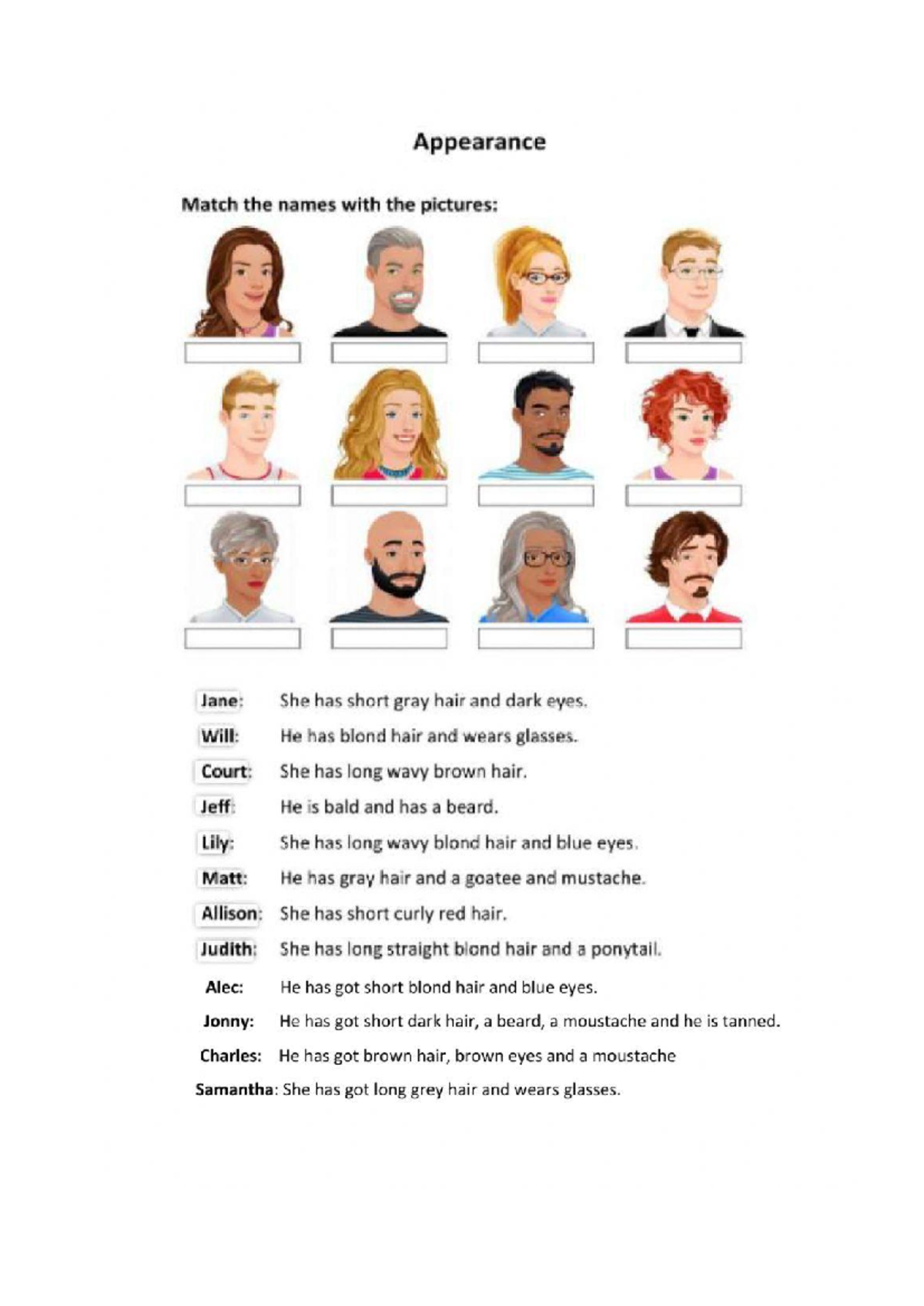 Worksheet 426348: Match Names with Pictures Activity - Studocu