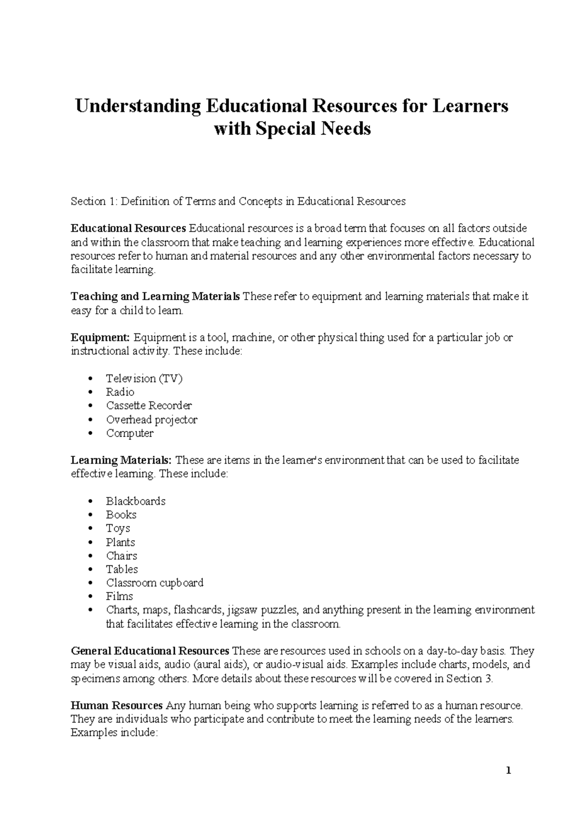 ID 004 - Educational Resources for Learners with Special Needs - Studocu