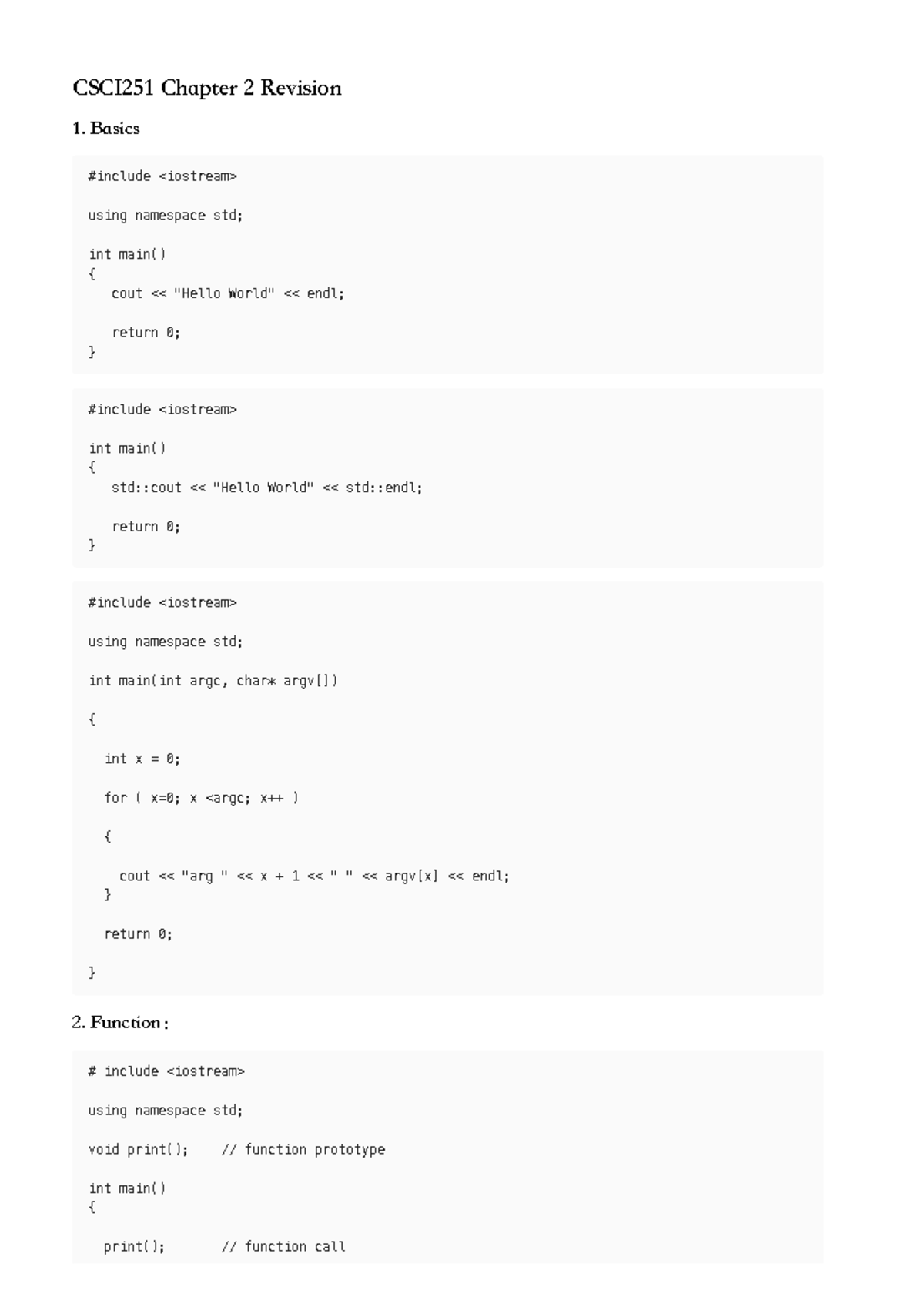 CSCI251 Chapter 2: Basics of C++ Programming Concepts - Studocu