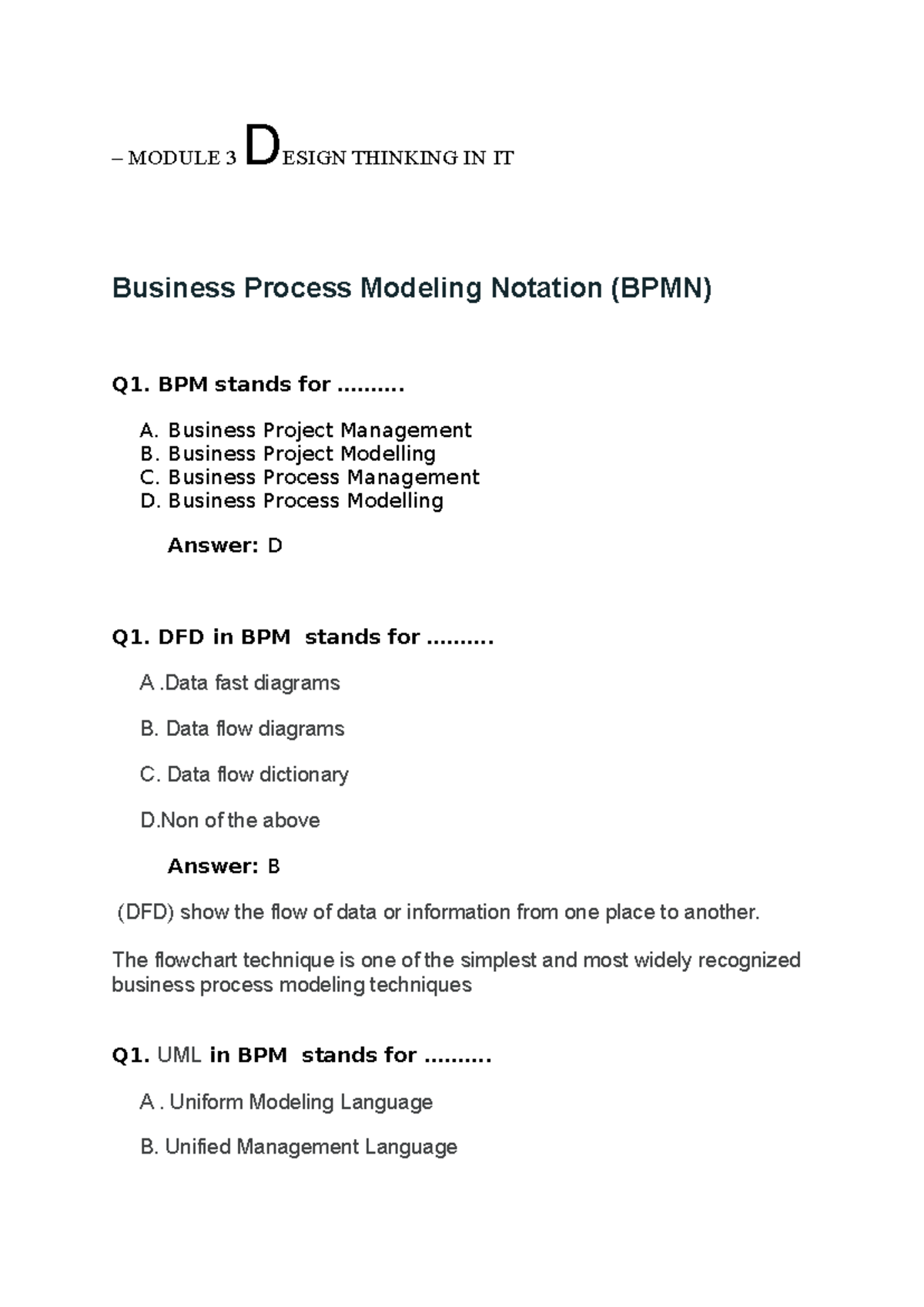 IDT ME3 MCQ WITH Answer - Ntg - – MODULE 3 DESIGN THINKING IN IT ...