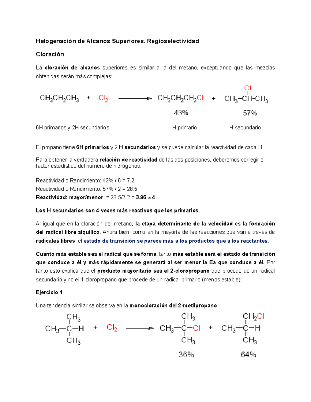 Halogenación de Alcanos Superiores: Regioselectividad y Mecanismos ...