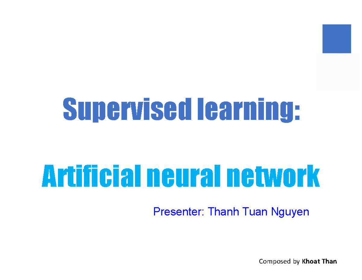 L6 - Neural Network Overview: Supervised Learning in ML - Studocu