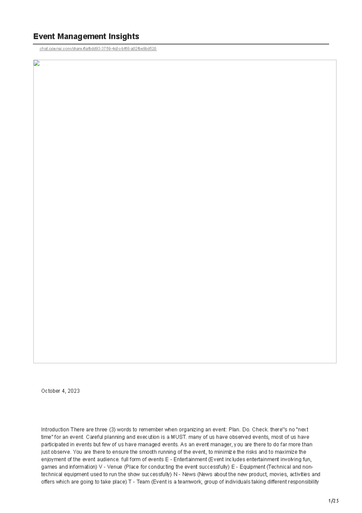 OE - Event Management Lecture Notes: Key Concepts and Types - Studocu
