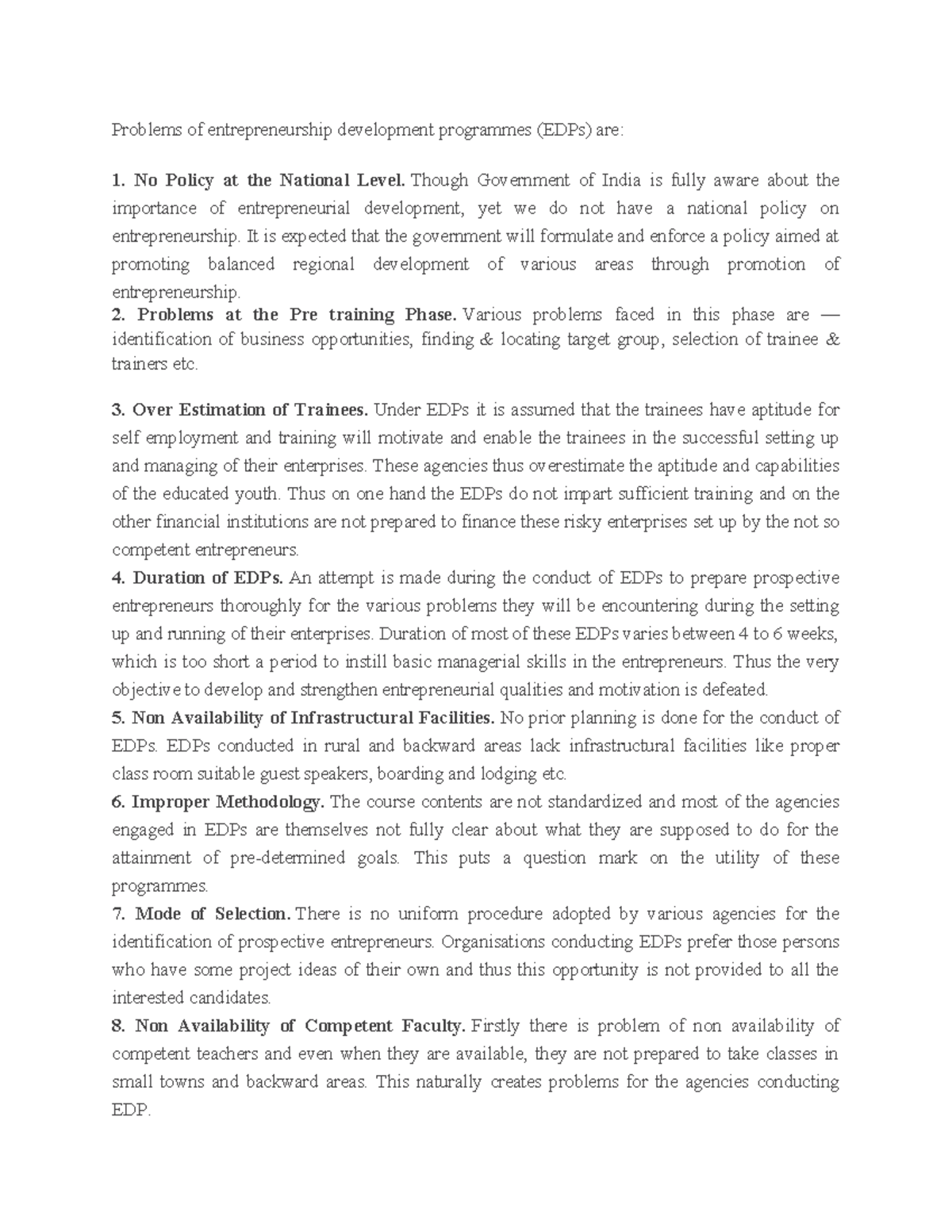 Challenges in Entrepreneurship Development Programmes (EDP) - Edmpre 0 ...