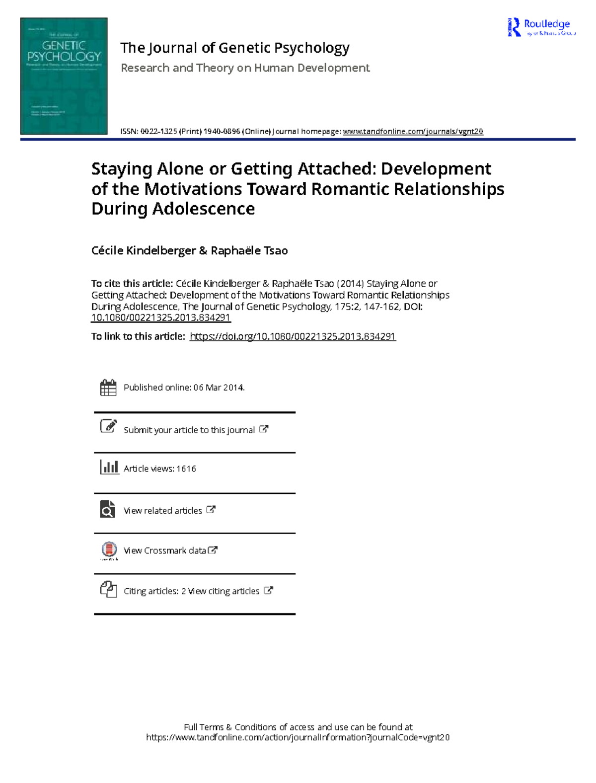 Development of Romantic Relationship Motivations in Adolescence - Studocu