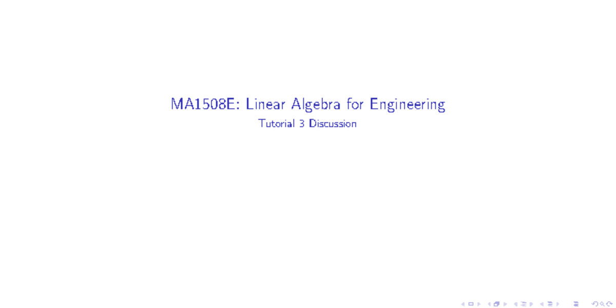 MA1508E: Linear Algebra Tutorial 3 - Inverse & Determinant Concepts ...