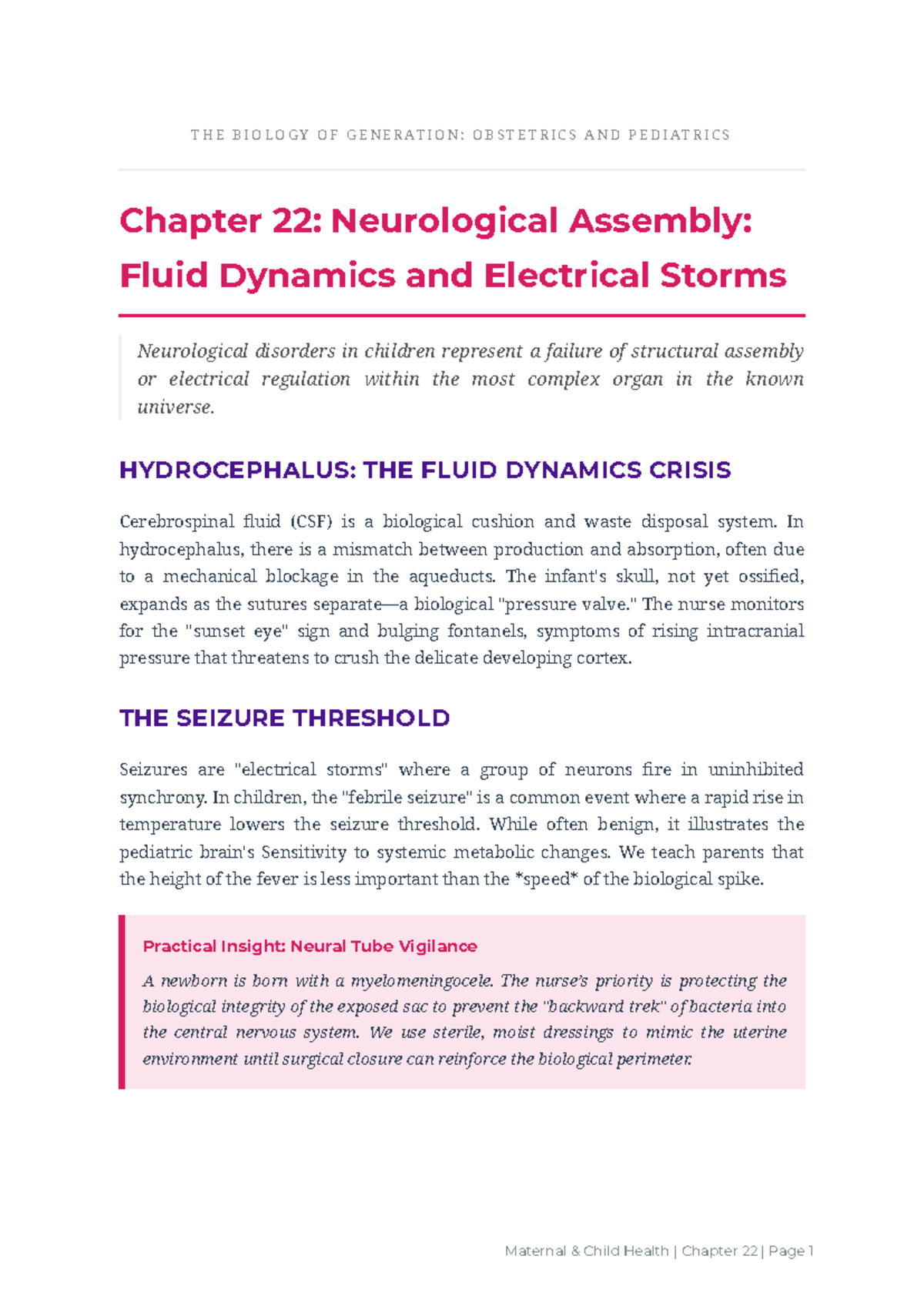 Maternal Child Health K66Kjh: Chapter 22 - Neurological Disorders in ...