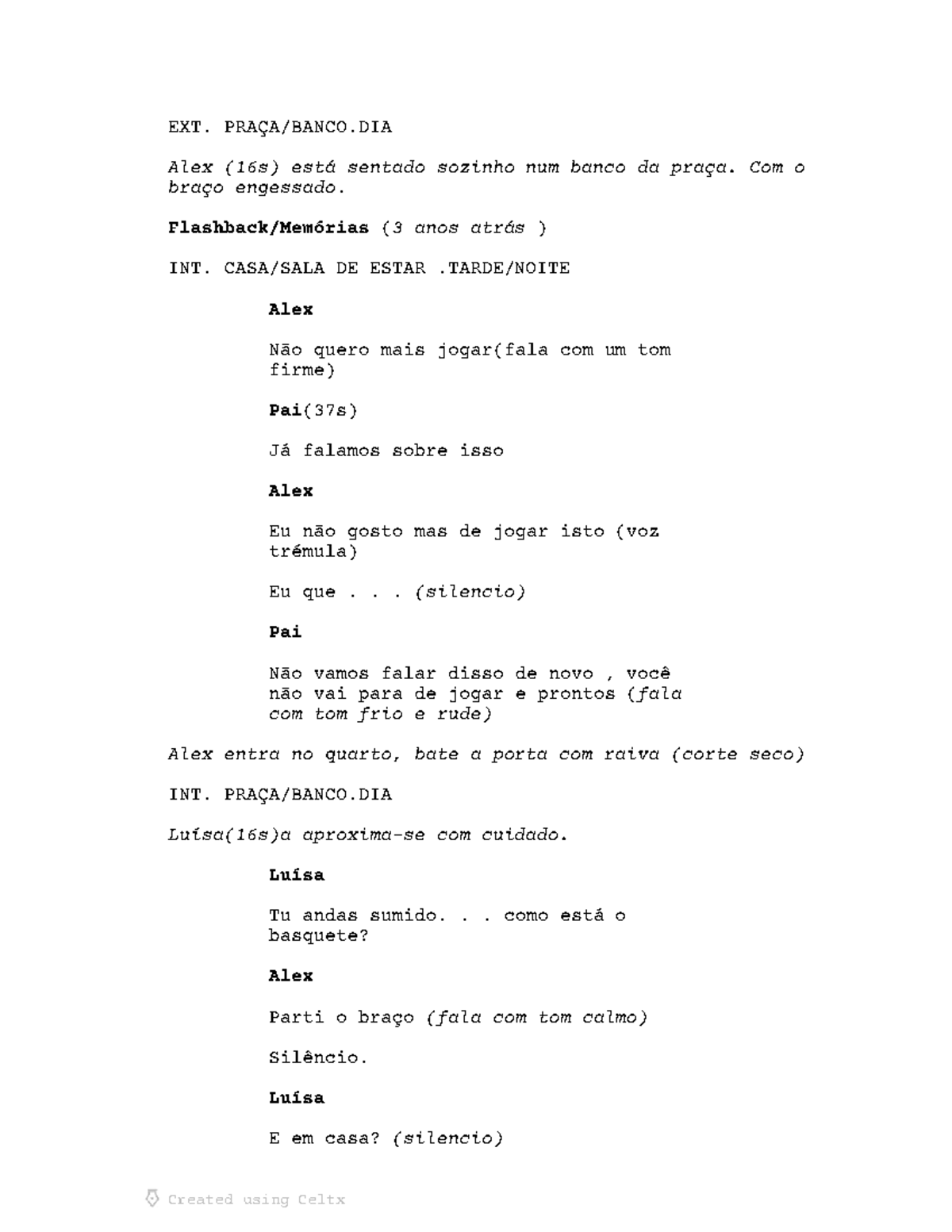 Script My Project - Drama sobre Alex e suas Lutas Pessoais - Studocu