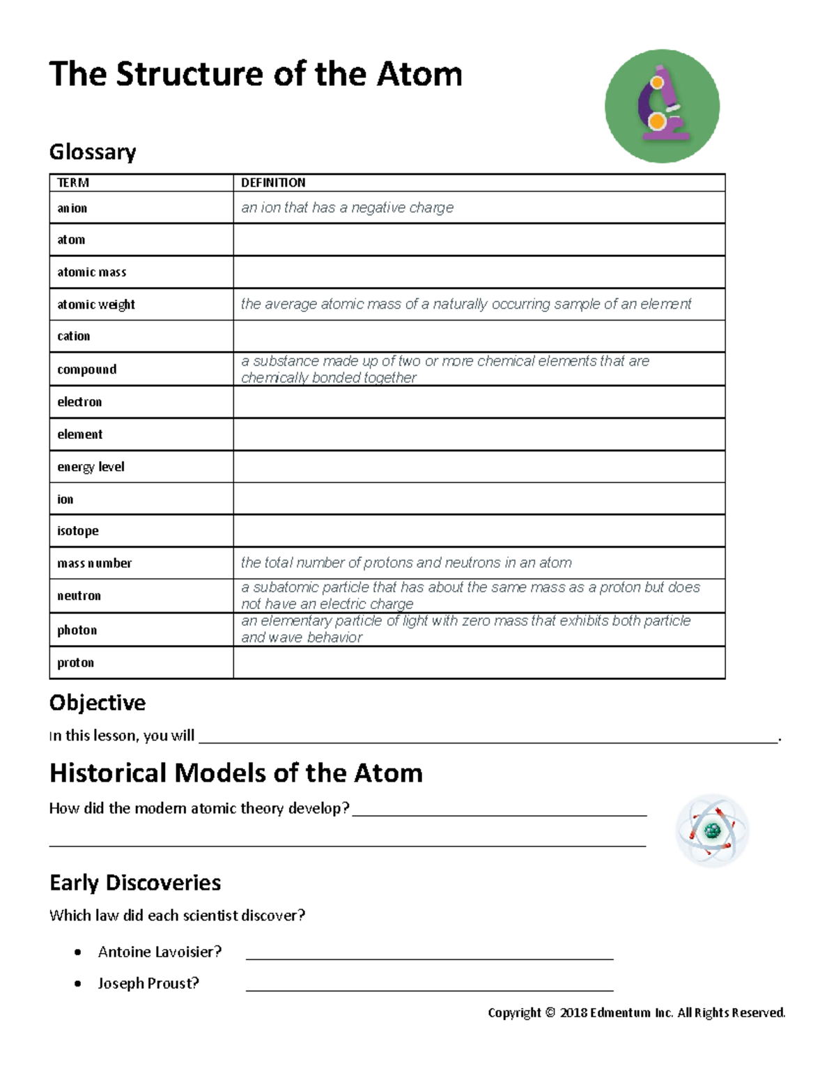 The Structure of the Atom - Key Concepts and Historical Models - The ...