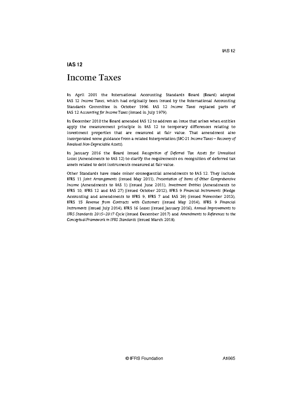 IAS 12 Income Taxes: Comprehensive Overview and Amendments - Studocu
