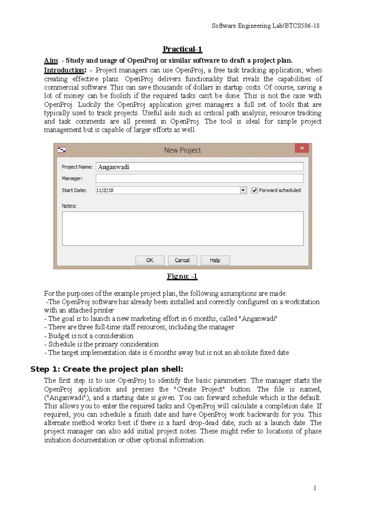 Software Engineering B.Tech Lab File: OpenProj Project Management Guide ...