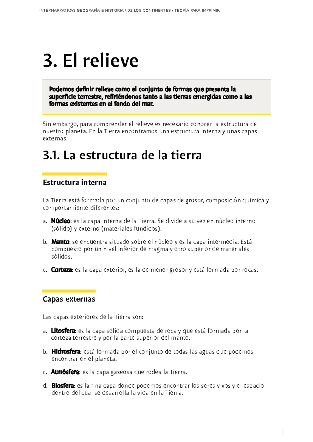 INTERNARRATIVAS GEOGRAFÍA E HISTORIA 01 TEORÍA DEL RELIEVE TERRESTRE ...