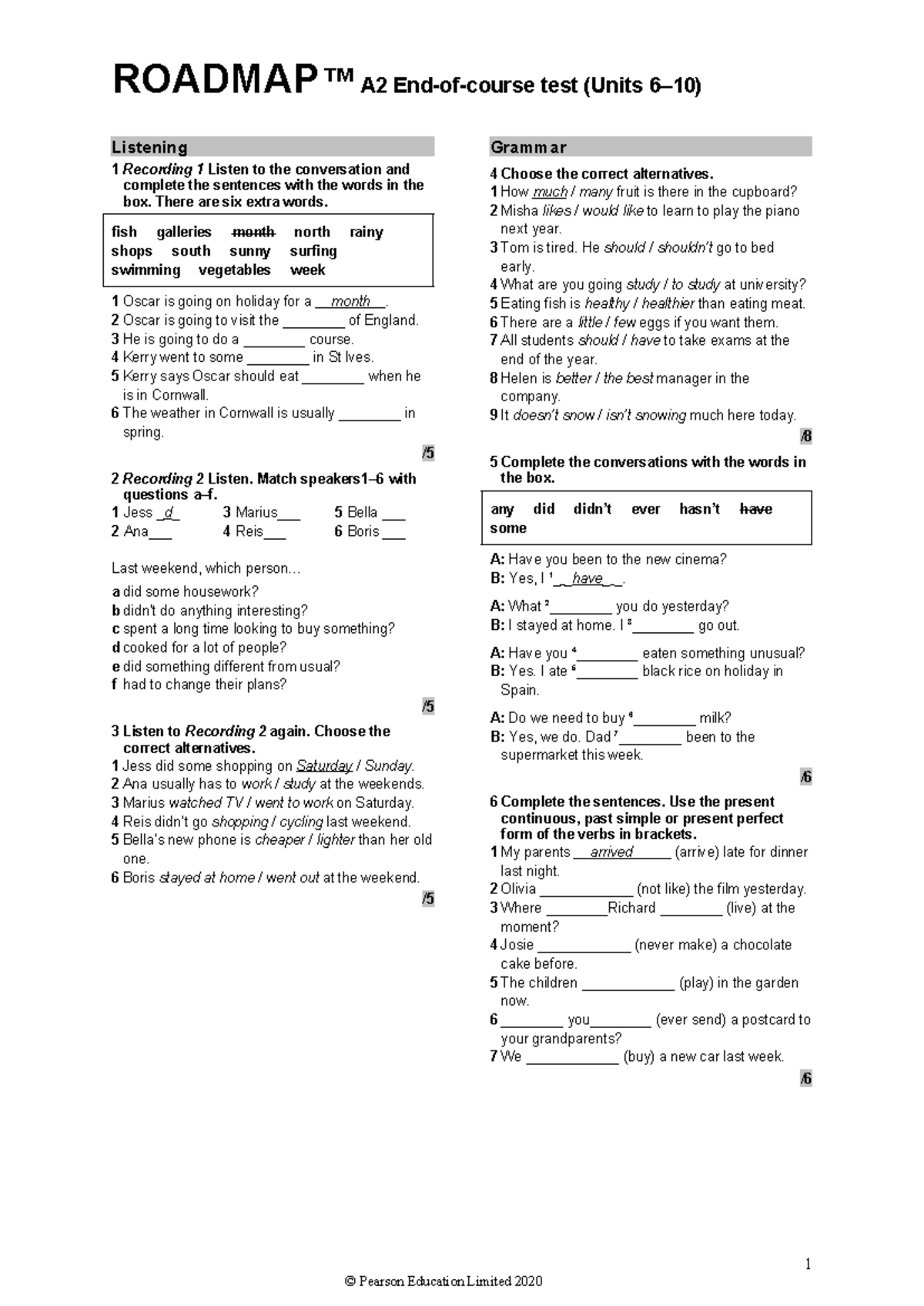 565811987 End of Course Listening Test Notes - Studocu