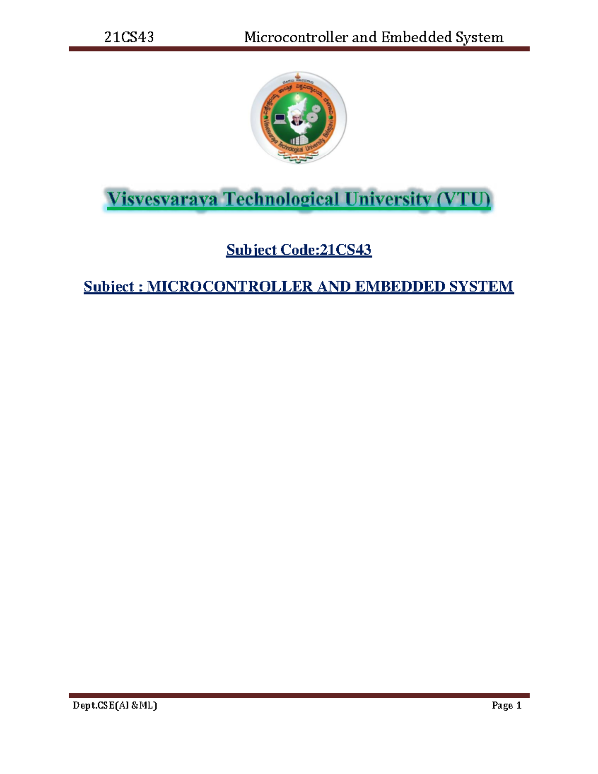 Microcontroller and Embedded Systems Notes (21CS43) - Studocu