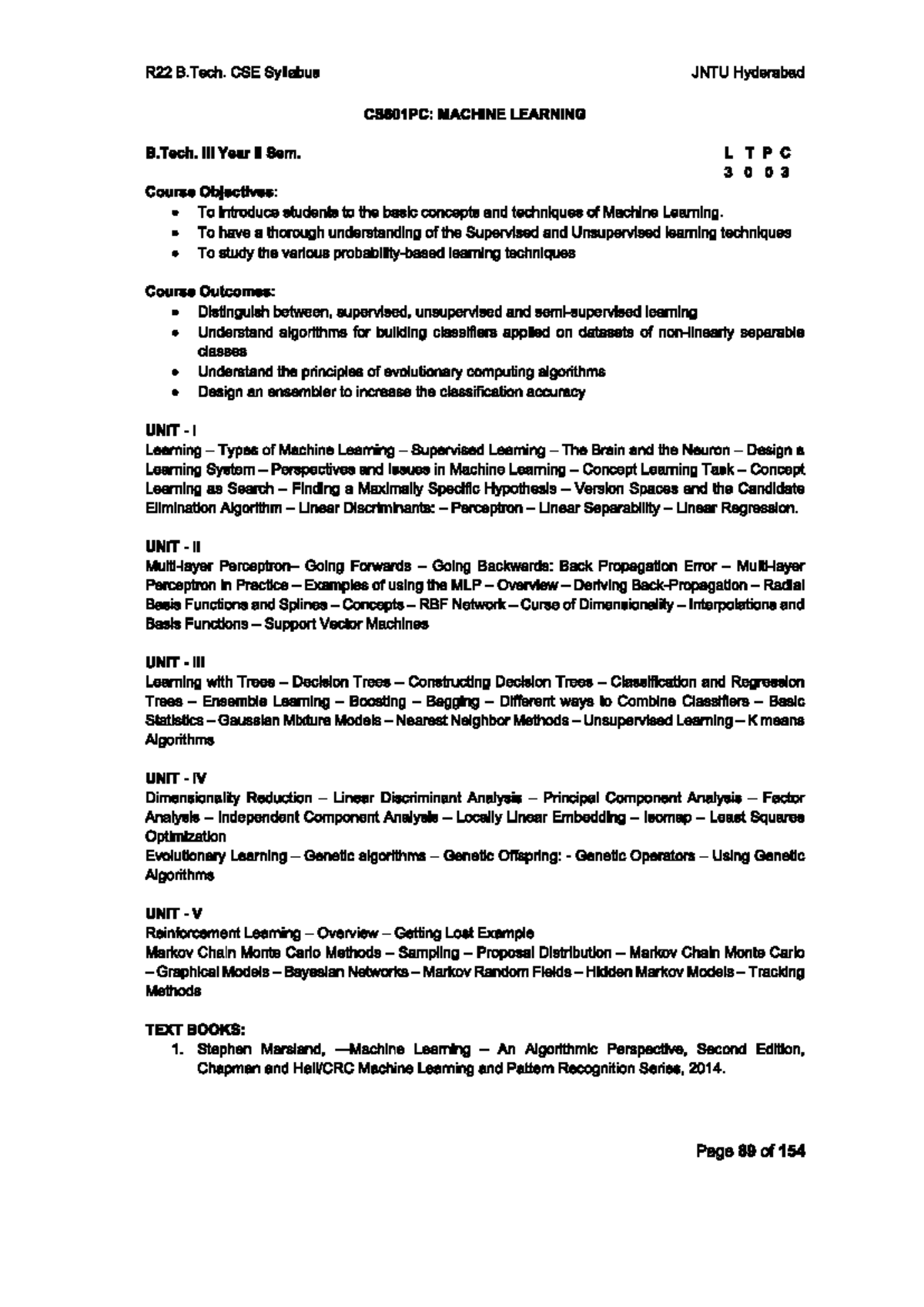 CS601PC: B.Tech. II Sem. Machine Learning Syllabus - JNTU Hyderabad ...